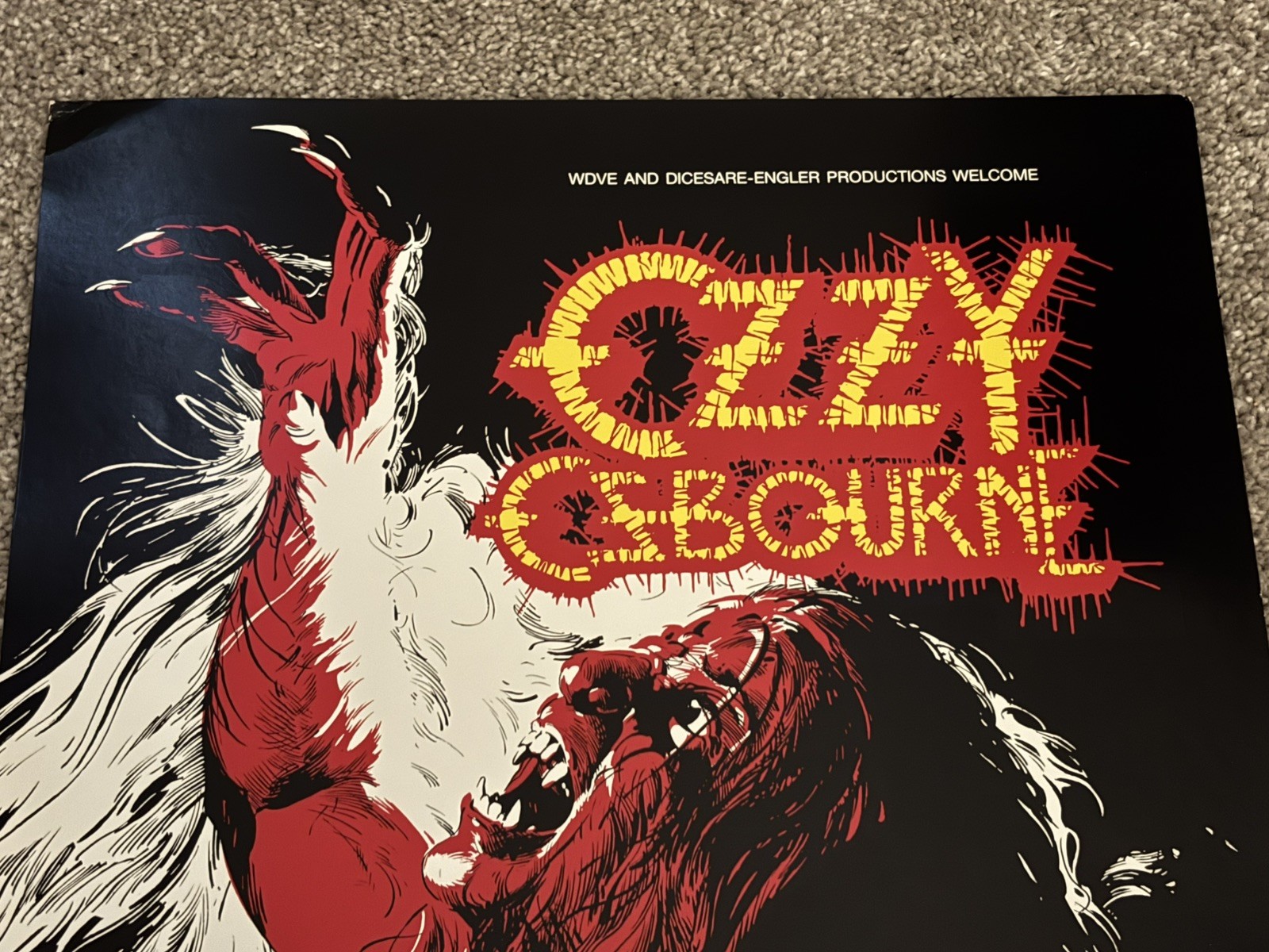 ORIGINAL OZZY OSBOURNE 1983 BARK AT THE MOON CONCERT TOUR POSTER-MOTLEY CRUE