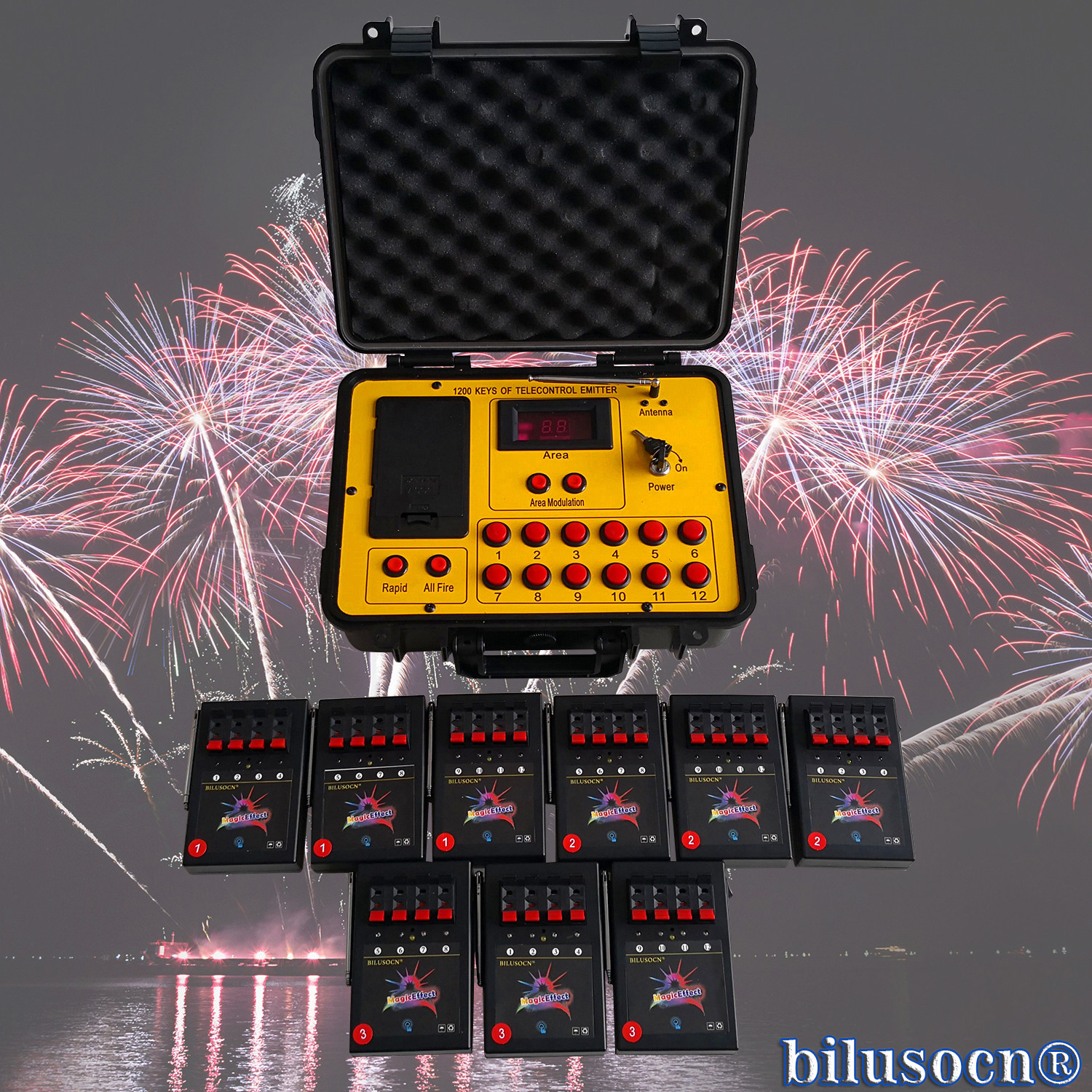 36 Cues Fireworks Firing System Wireless Remote Pyrotechnic Kit with Carry Case
