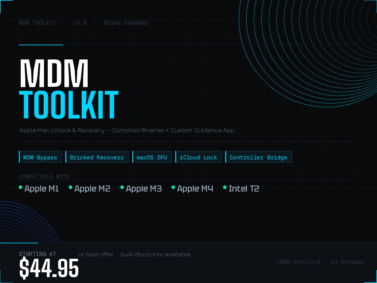 Unlock Apple Mac MDM, Locked, Bricked Repair Service USB ToolKit