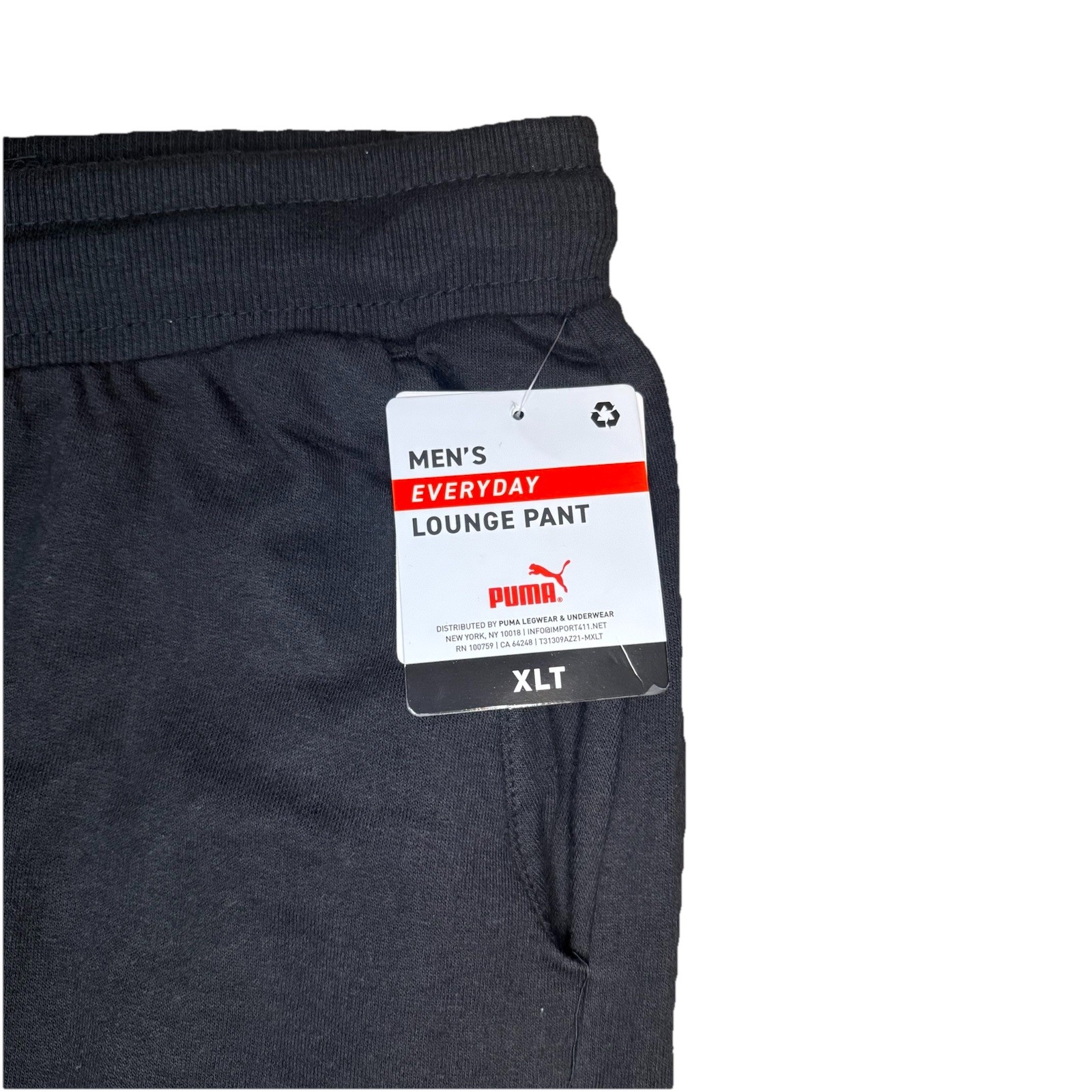 Men’s Black PUMA Jogger Lounge Sweatpants Cuffed XL Tall NWT