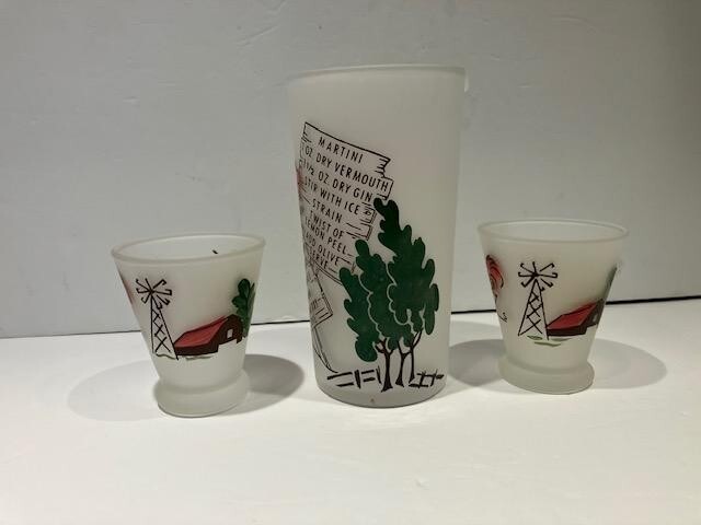 Vintage You Me Ours Farm Cocktail 3-piece Set - Vintage Barware 1960's