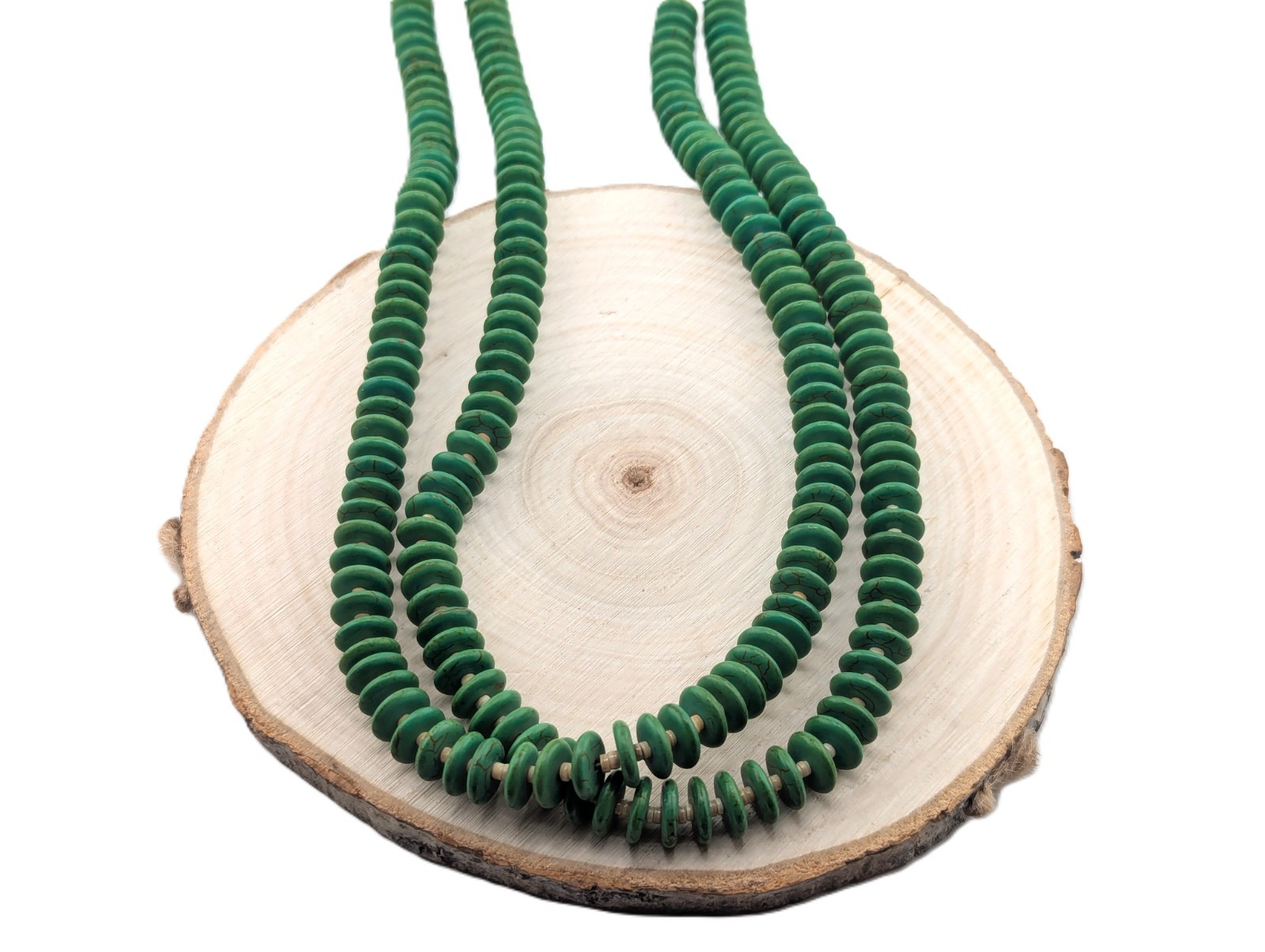 Navajo Necklace Gaspeite Discs 2 Strand Heishi Handmade Jewelry