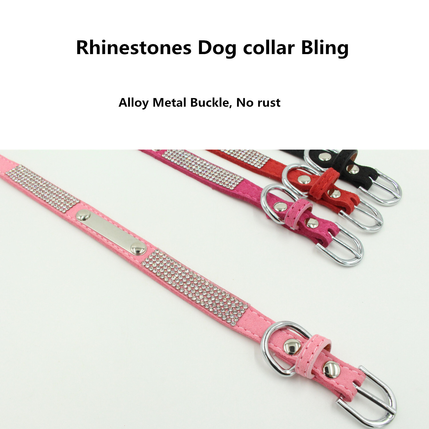 Rhinestones Personalized dog collar Bling engraved custom ID tag Name / Number