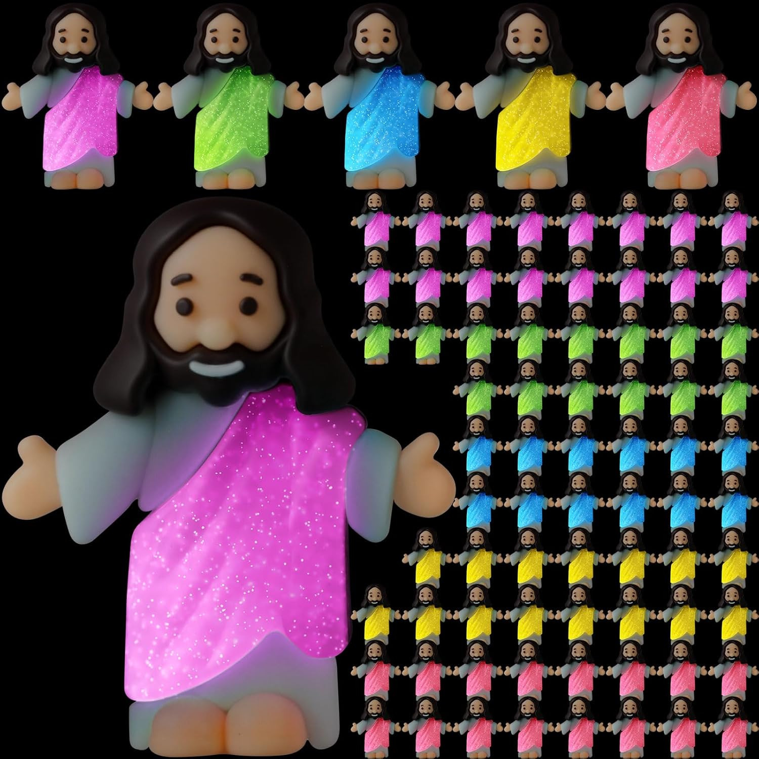 25 Pcs Little Jesus Figures Glow in The Dark Jesus Bulk Christian Gifts for Kid