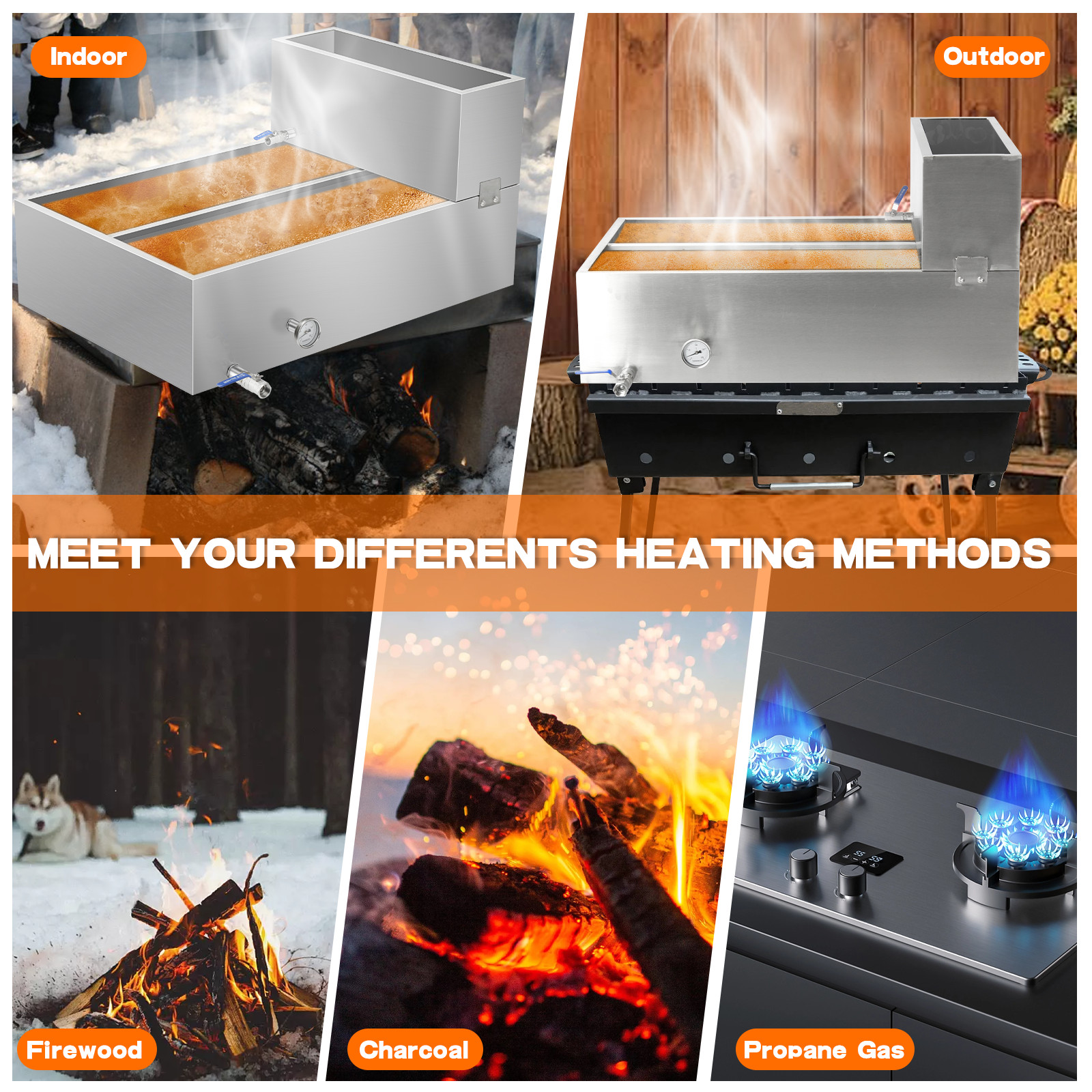 Maple Syrup Evaporator Pan, 304 Stainless Steel Feed Pan for Boiling Maple Syrup