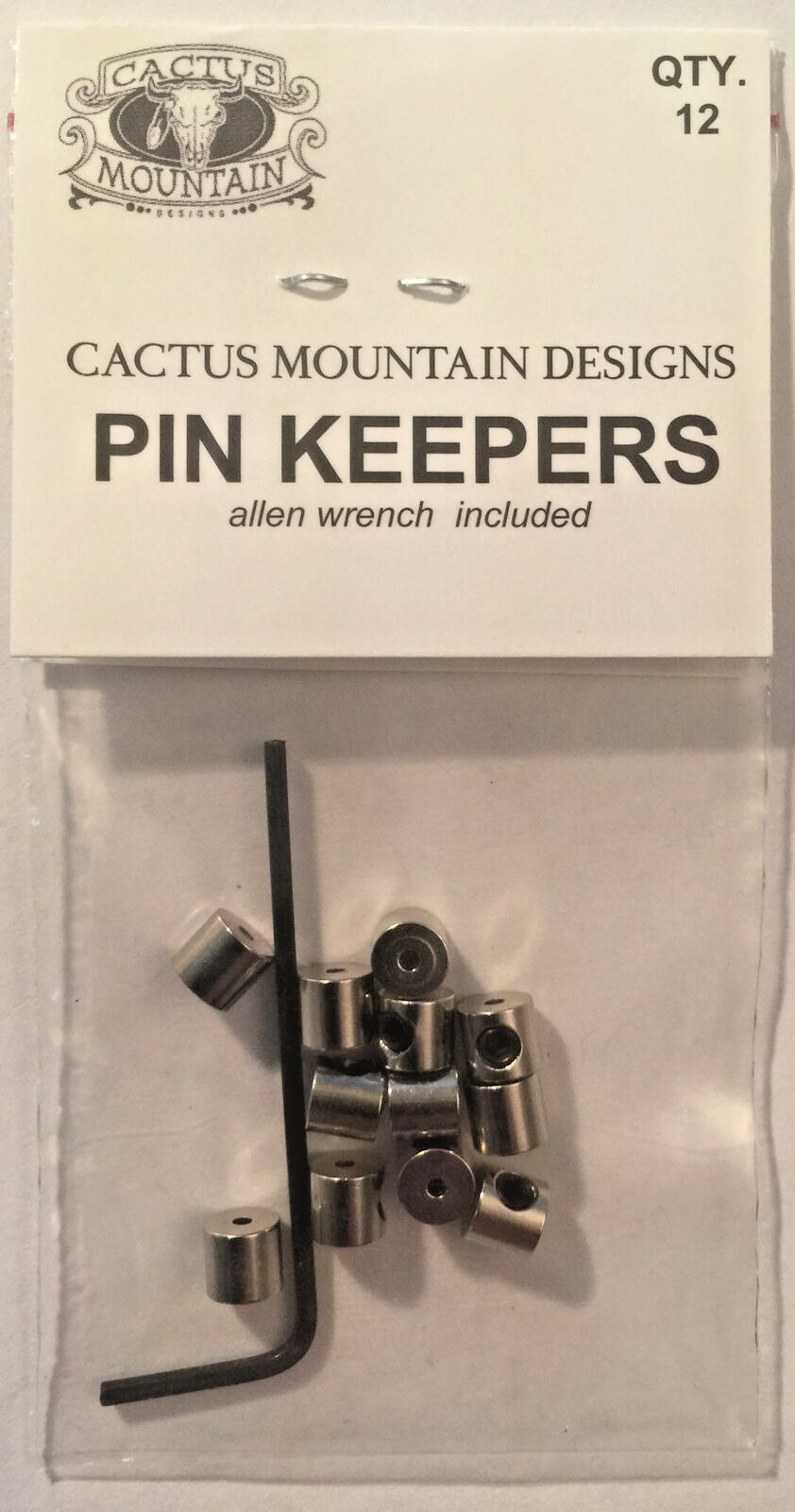 12 New Pin Keepers / Locking Backs Biker Pin Locks / Savers with Allen Wrench