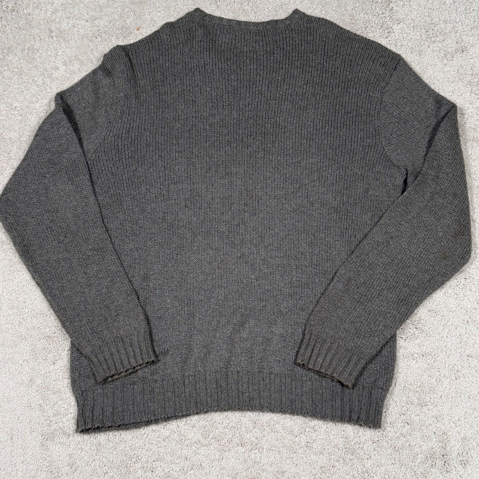 VTG Polo Ralph Lauren Men's Grey 100% Cotton Crewneck Knit Sweater XXL