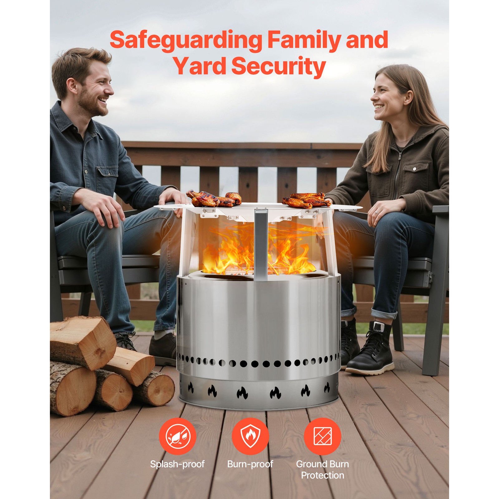 Fire Pit Heat Deflector for Solo Stove Yukon 27 in Bonfire Stainless Steel