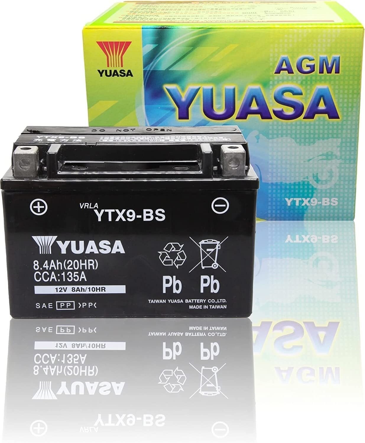 Yuasa YTX9-BS Maintenance Free Powersport Battery for Motorcycle, Scooter& ATV