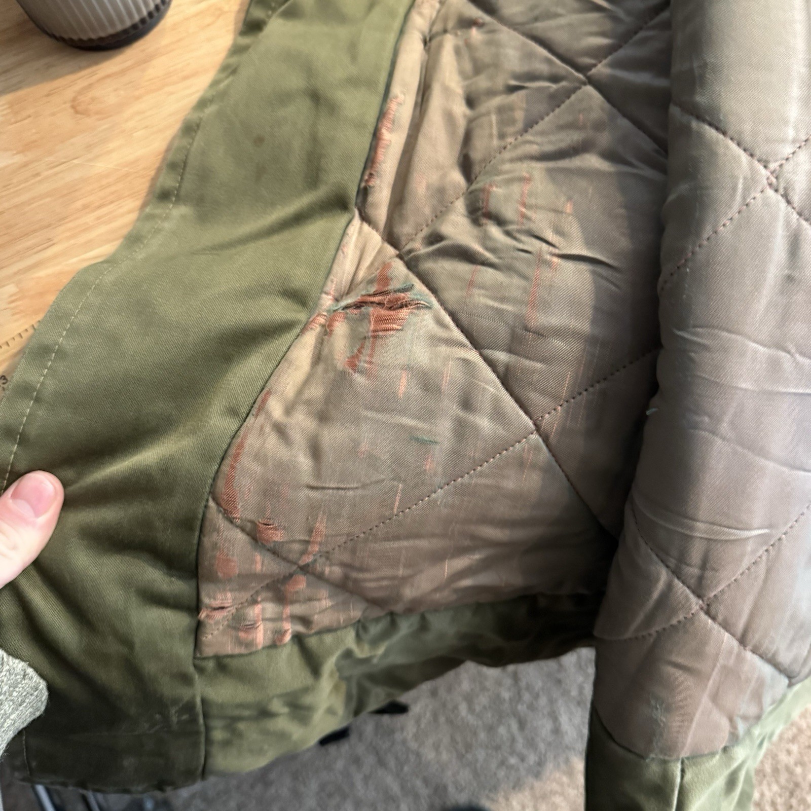 US Military Vintage 40s WW2 OG Faux Fur Talon Zip Hood B-9 Parka Jacket Mens XL