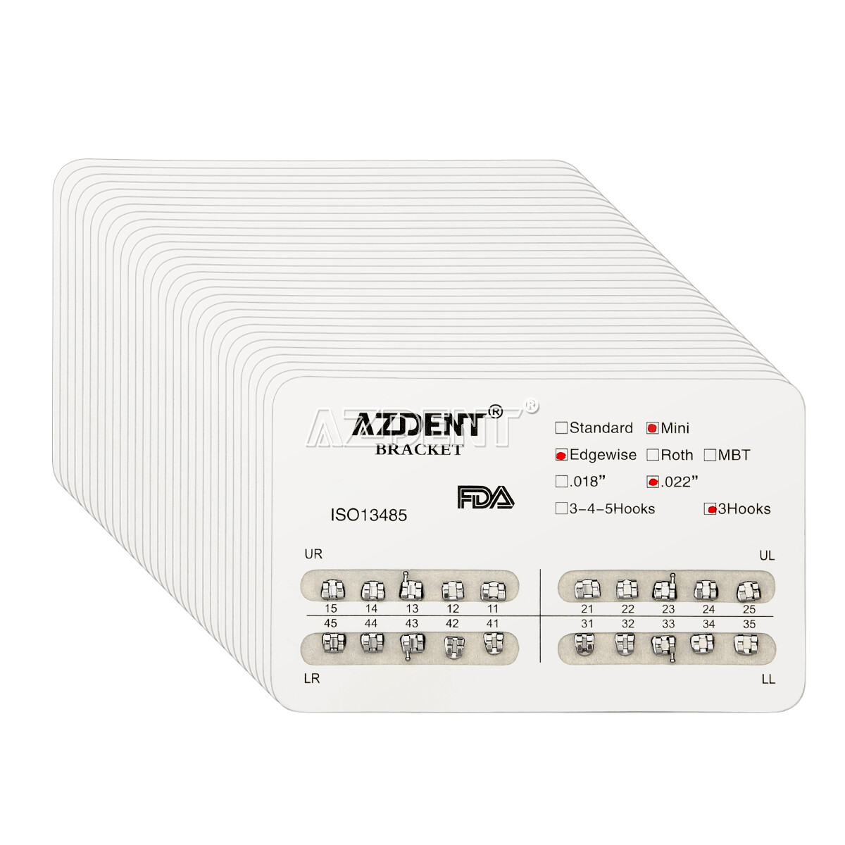 AZDENT Dental Orthodontic Brackets Braces Mini Roth MBT Slot 022/018 Hooks 345