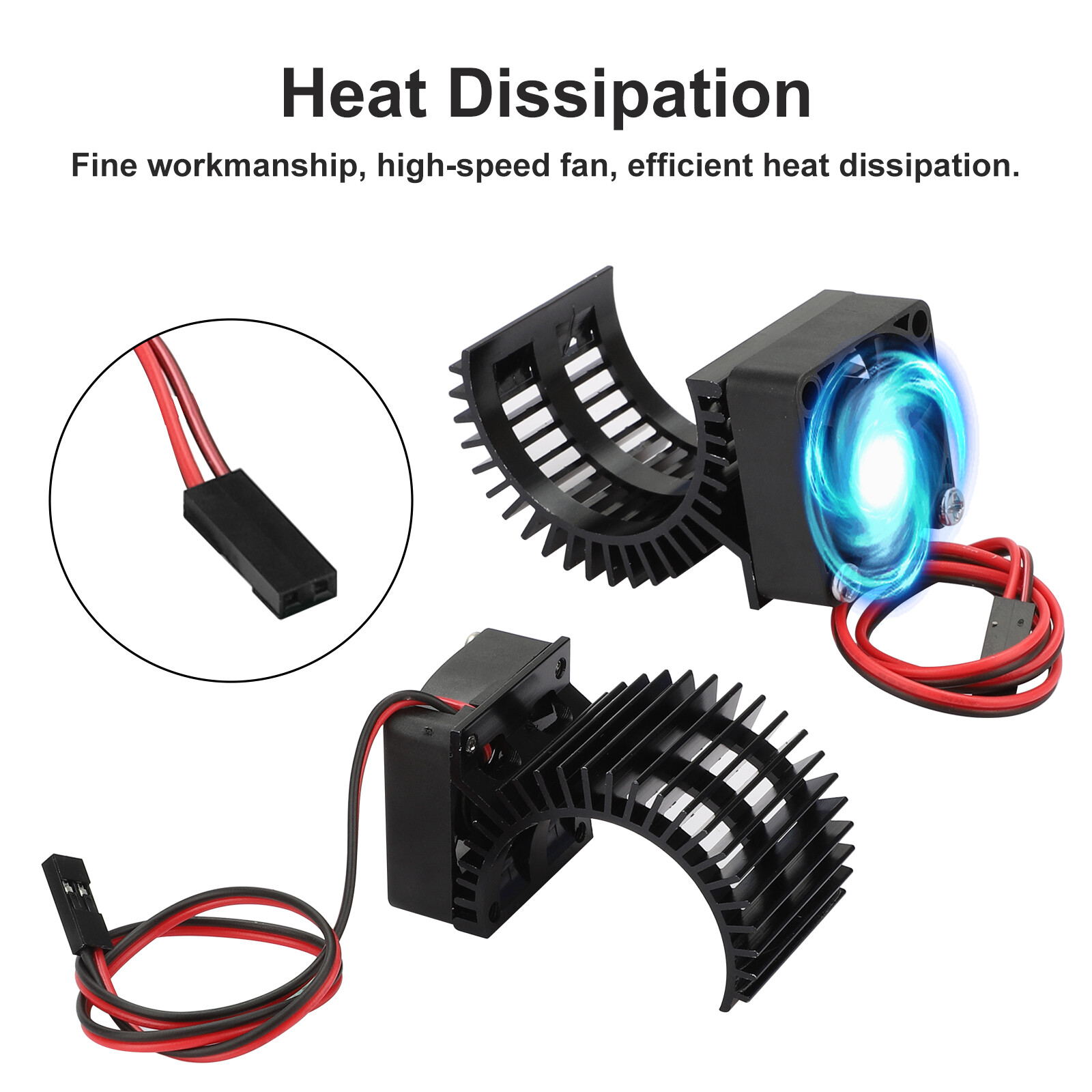 2pcs Aluminum 540/550 3650 Motor Heat Sink+Cooling Fan for 1/10 HSP RC Car Truck