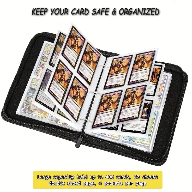 4-Pocket Binder for Pokemon Cards with 50 Removable Sheets Holds Up To 400 Cards