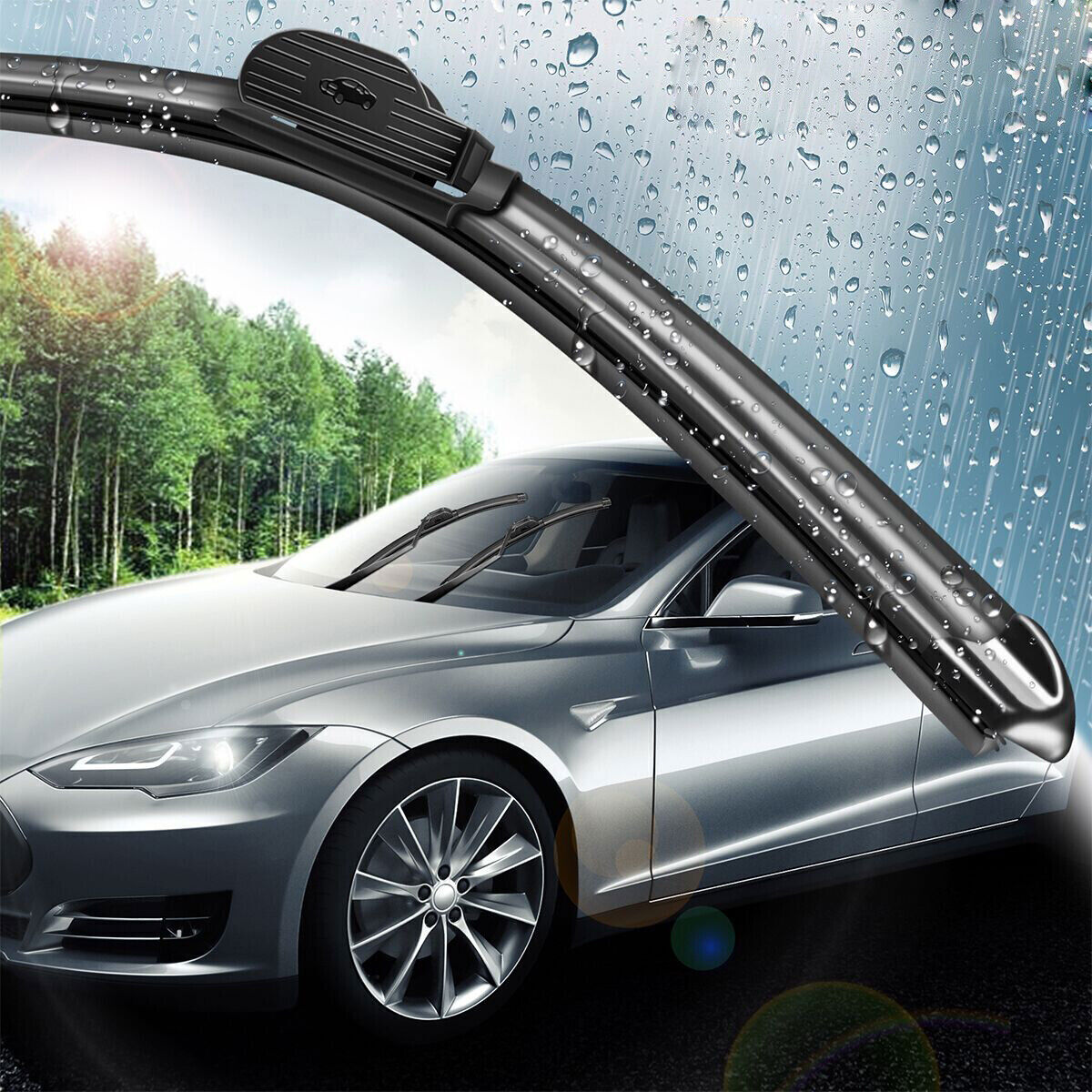 Pair Windshield Wiper Blades J-hook Quality 22" & 22" Inch Bracketless Frameless