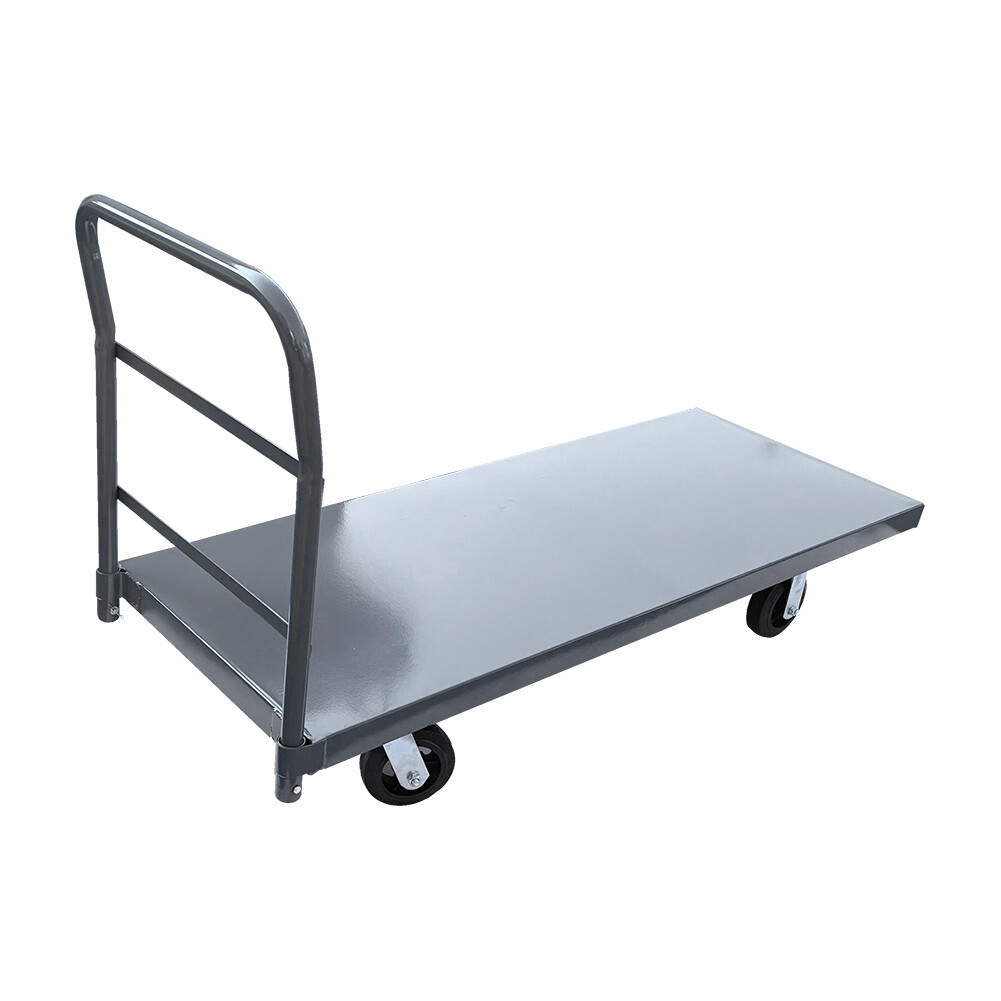 2000lbs 40"/60" Platform Truck w/Steel Deck, 6" Rubber Casters with Ergo Handle