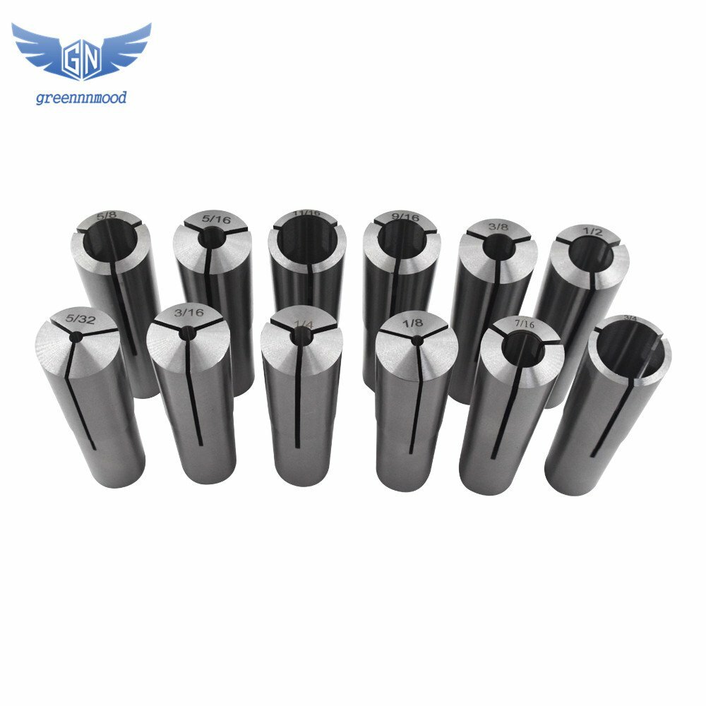 12 Pcs #3 Morse Taper Shank Collets 3MT MT3 1/8" - 3/4" Chuck Set