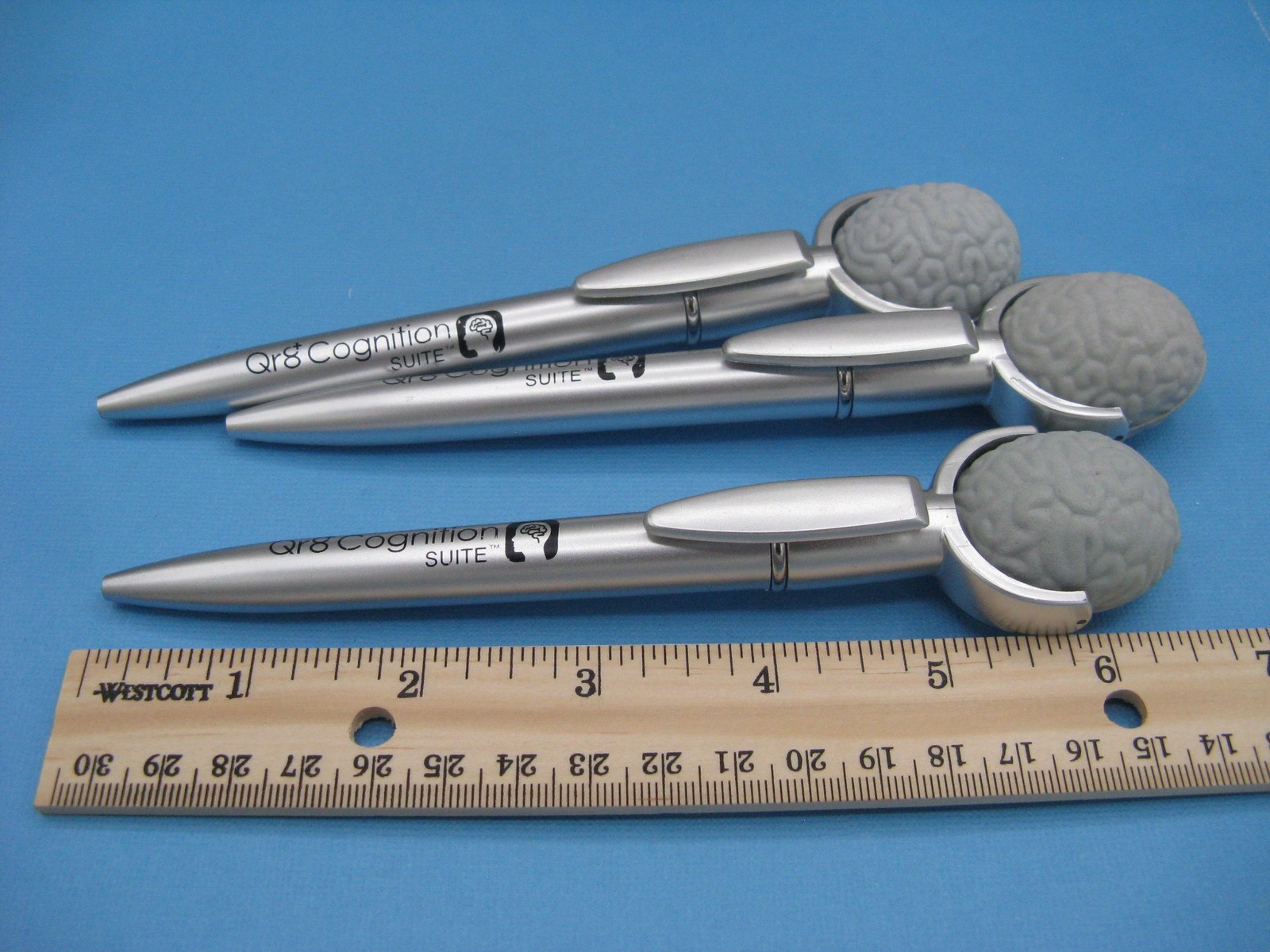 QR8 Cognition Business Drug Rep Lot 3 Pens Squishy Brain Stress Spin Fidget Toy