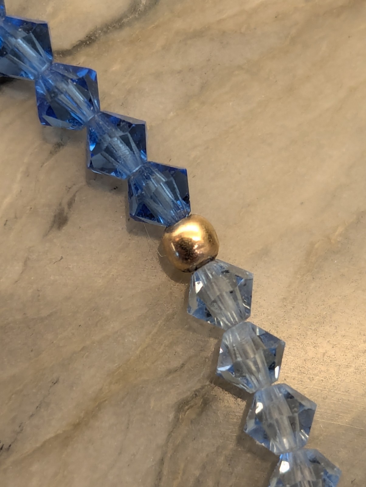 14k Gold Necklace,Bracelet & Earrings Set,Blue Lagoon Swarovski Crystal, Vtg