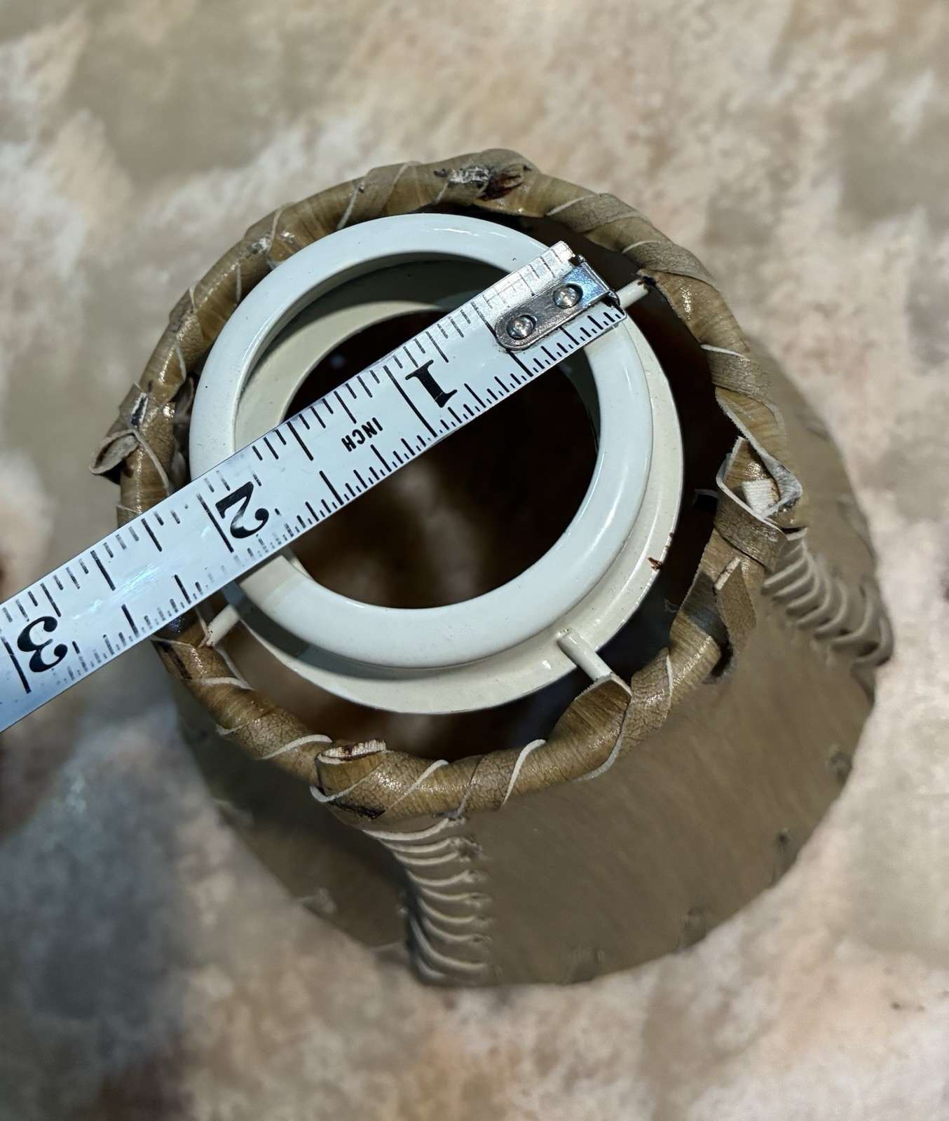 Set of 3 Beige faux leather Lamp Shades, Bell Shape