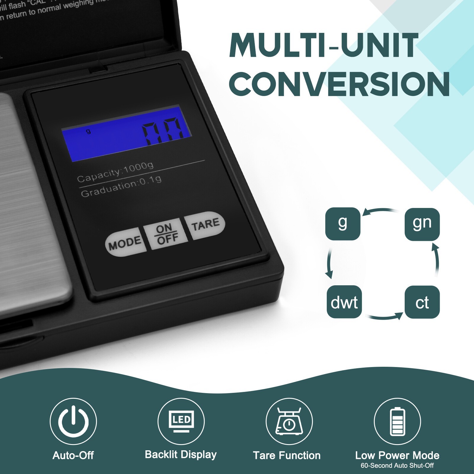 1000g x 0.1g Digital Pocket Scale, High Precision Jewelry Scale for Gold Silver