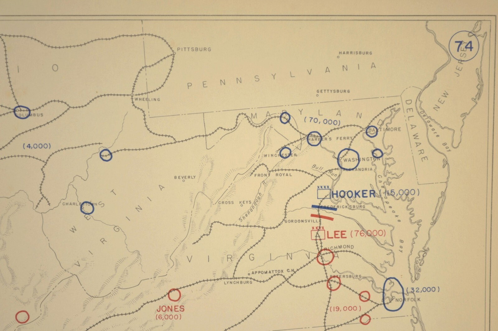 Overview Civil War Battlefield Map Army Positions Generals Situation June 1 1863