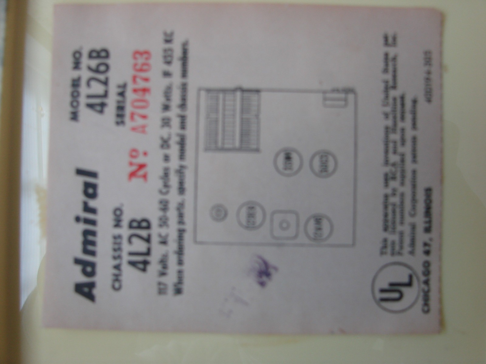 1960 Admiral 4L26B Tube AM Radio Yellow Pastel Color, Tested and Working