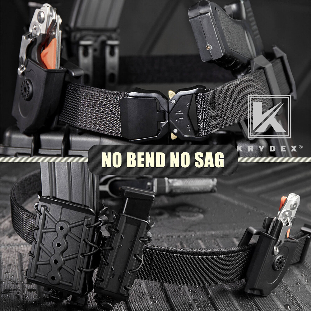 KRYDEX Tactical Duty Belt 1.5" Double Layer Flip Top Quick Release Buckle Belt