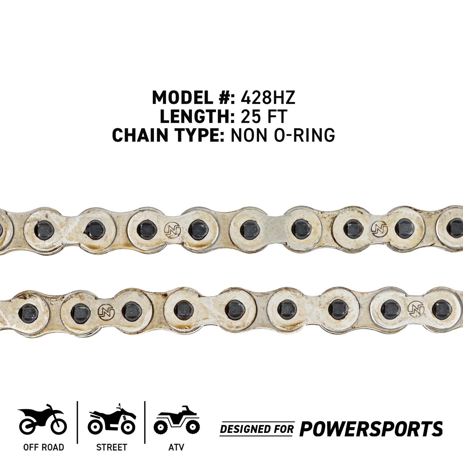 NICHE 428 Motorcycle Standard Drive Chain Bulk Reel 5 Connecting Links (25 Feet)