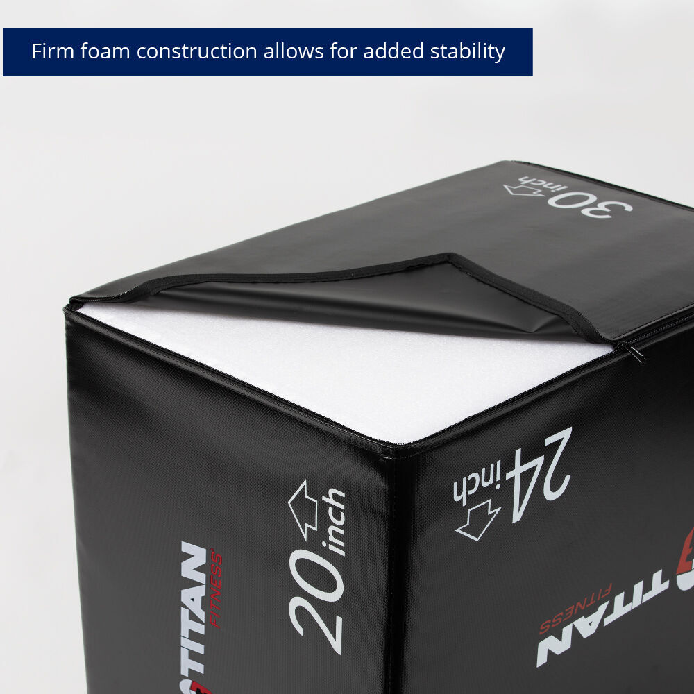 Titan Fitness Soft Foam Plyometric Box, 20in 24in 30in, 3-In-1 Pro-Duty HIIT