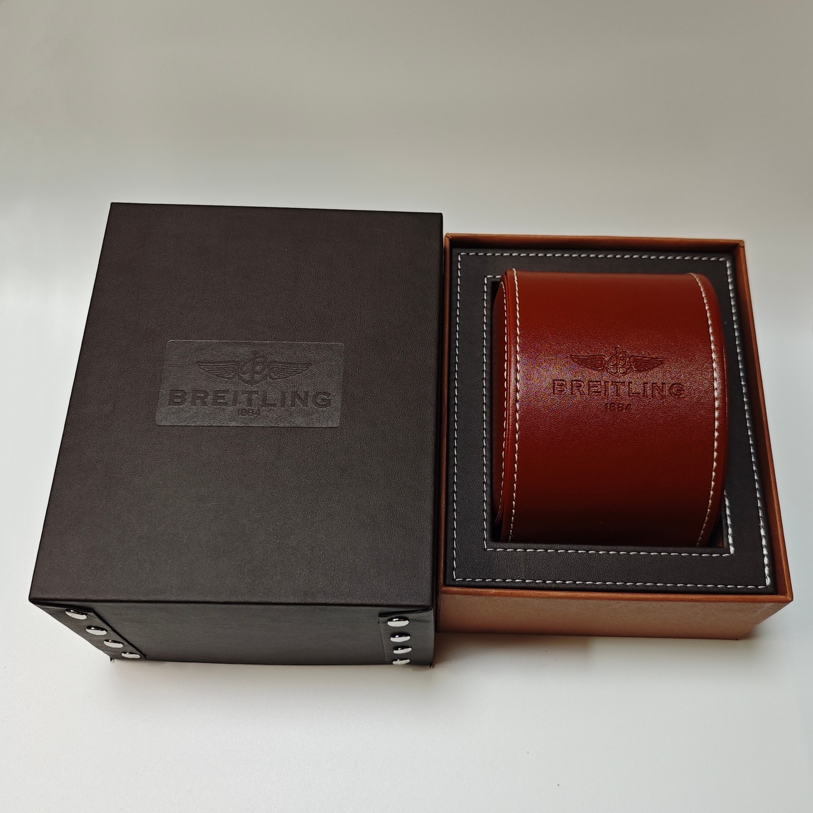 Brown Leather Watch Case - Travel Pouch for Breitling, Vintage Jewelry Storage