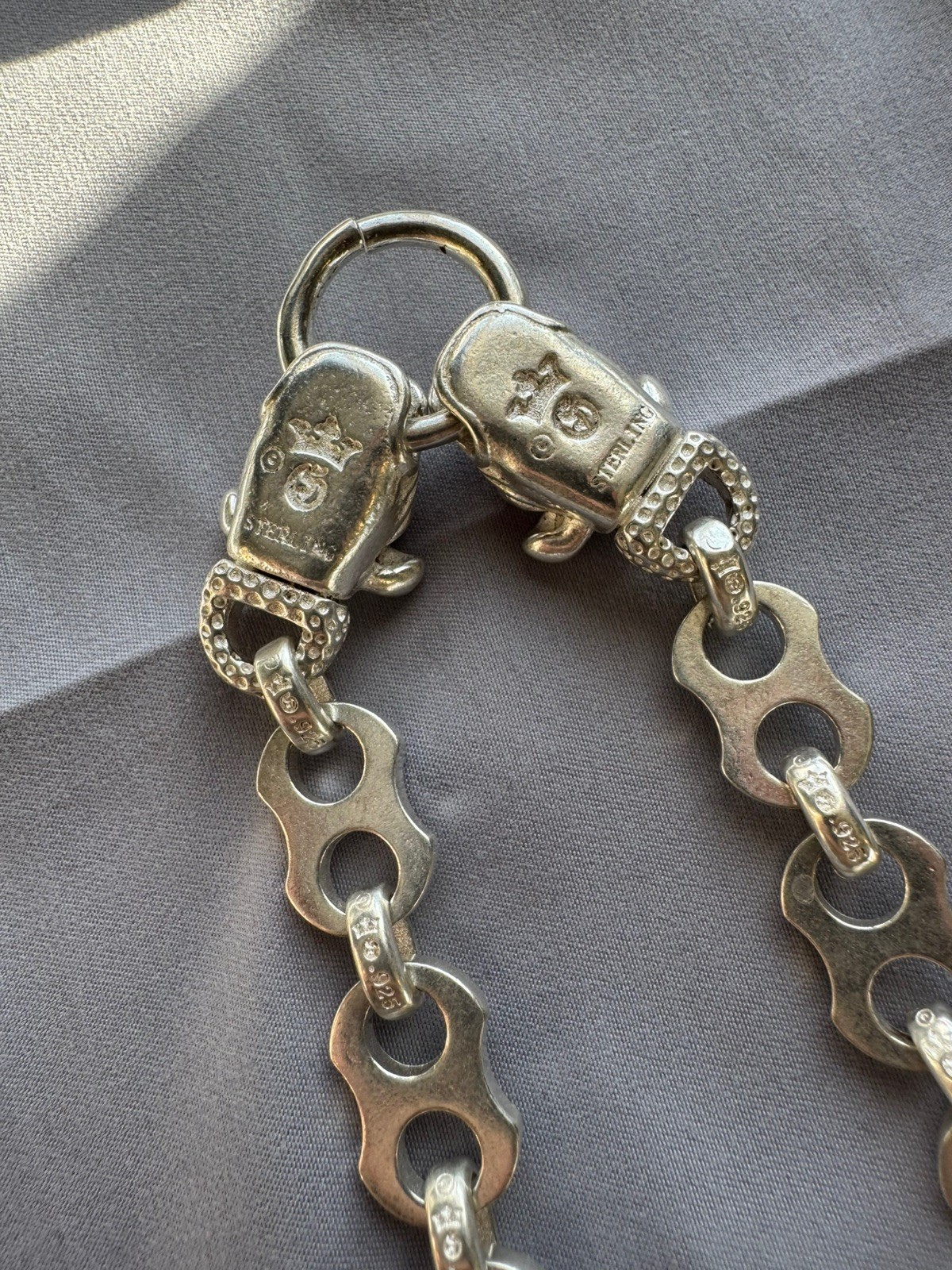 Mens 925 Sterling Silver Necklace Heavy Streetwear Style