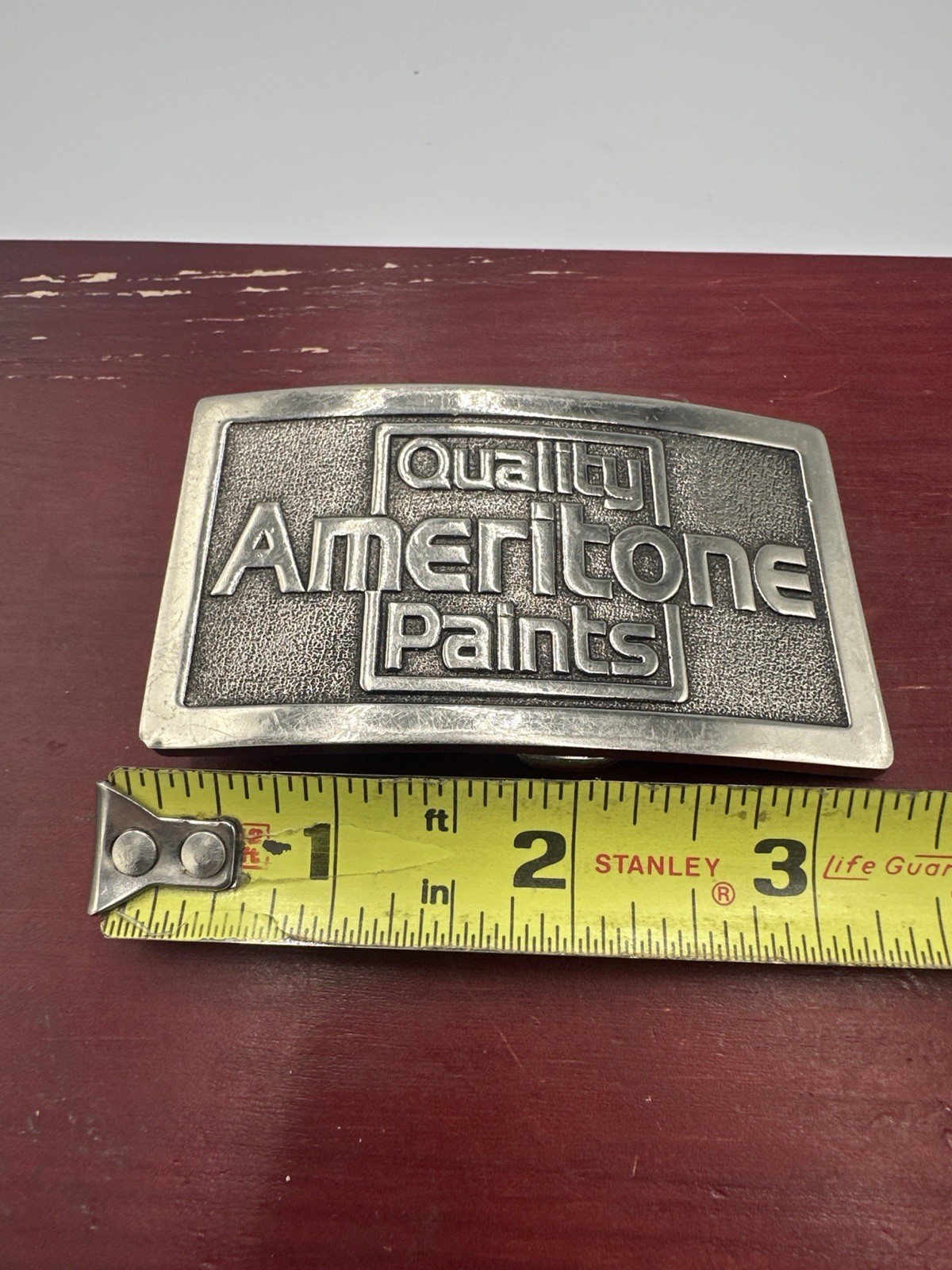 Vintage Ameritone Paints Advertising Belt Buckle Pewter Tone USA