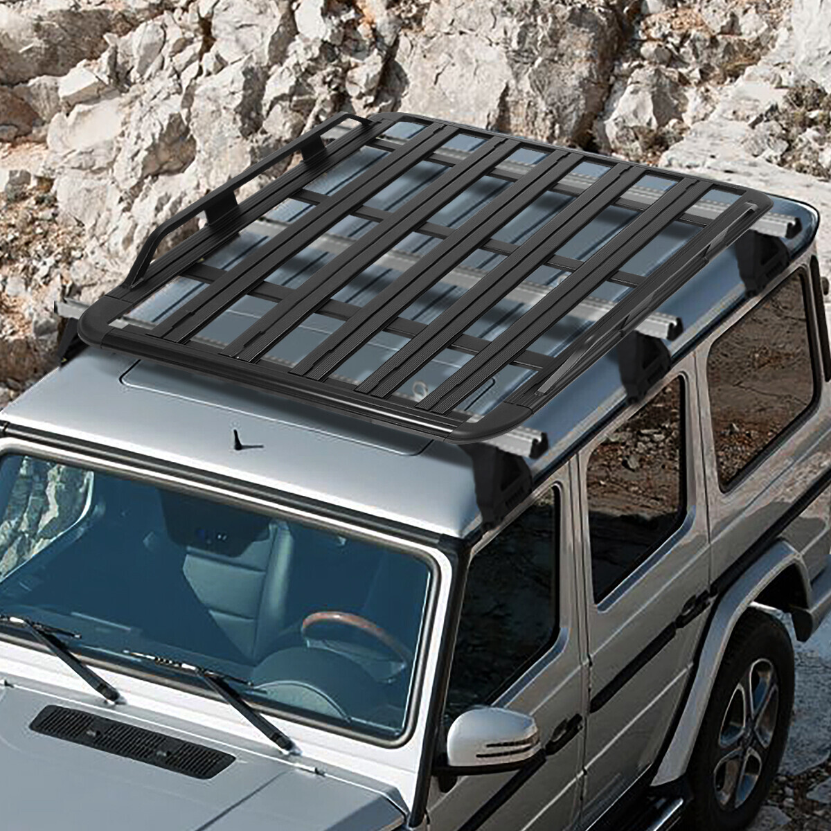 60"x 48"x 6"ALUMINUM ROOF RACK CAR/SUV CARGO BAG/LUGGAGE CARRIER BASKET BLACK