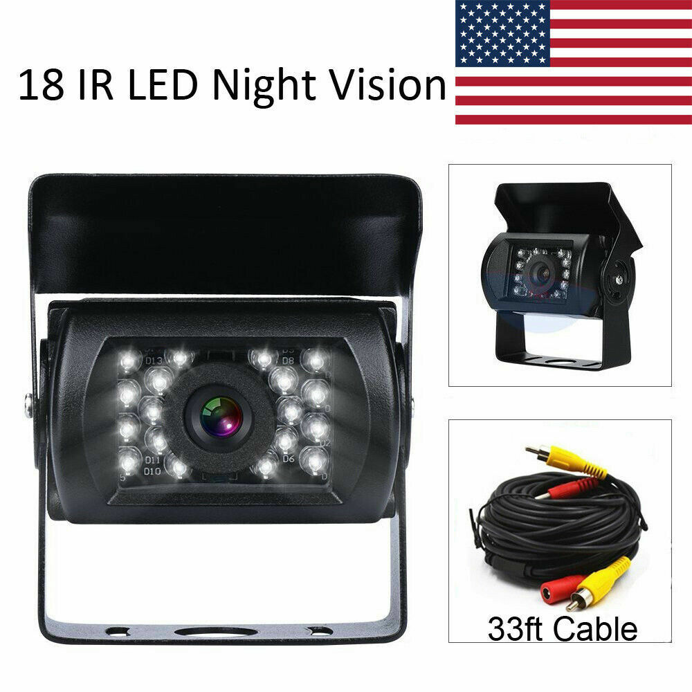 Truck Backup Camera Heavy Duty 18 LED IR Night Vision Vehicle Rear View 12V-24V