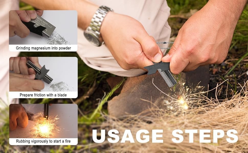 2 x Magnesium Flint Fire Starter, Survival Fire Blocks with Striker USA SHIPPING