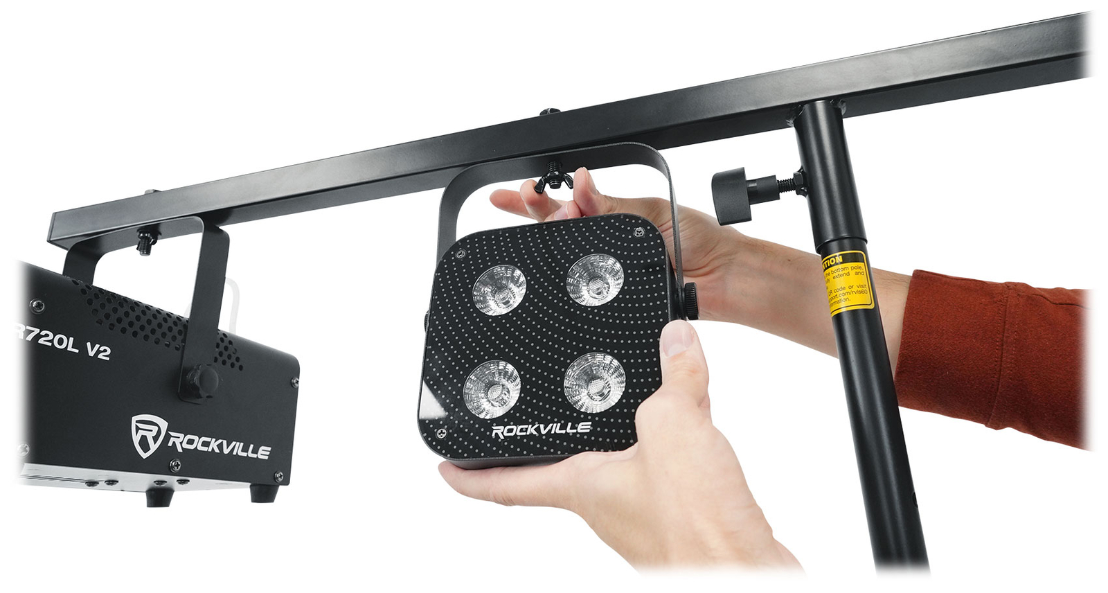 Rockville RVLS60 9 Foot Tall Portable Tripod DJ Lighting Stand T-Bar+Padded Bag