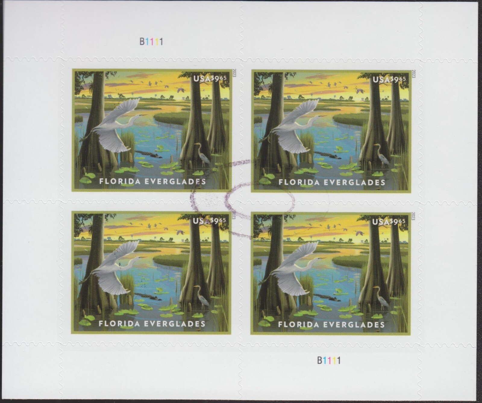 CANCELED POSTAL COUNTERFEIT SHEETLET FOR STUDY #5751, $9.65 FLORIDA EVERGLADES