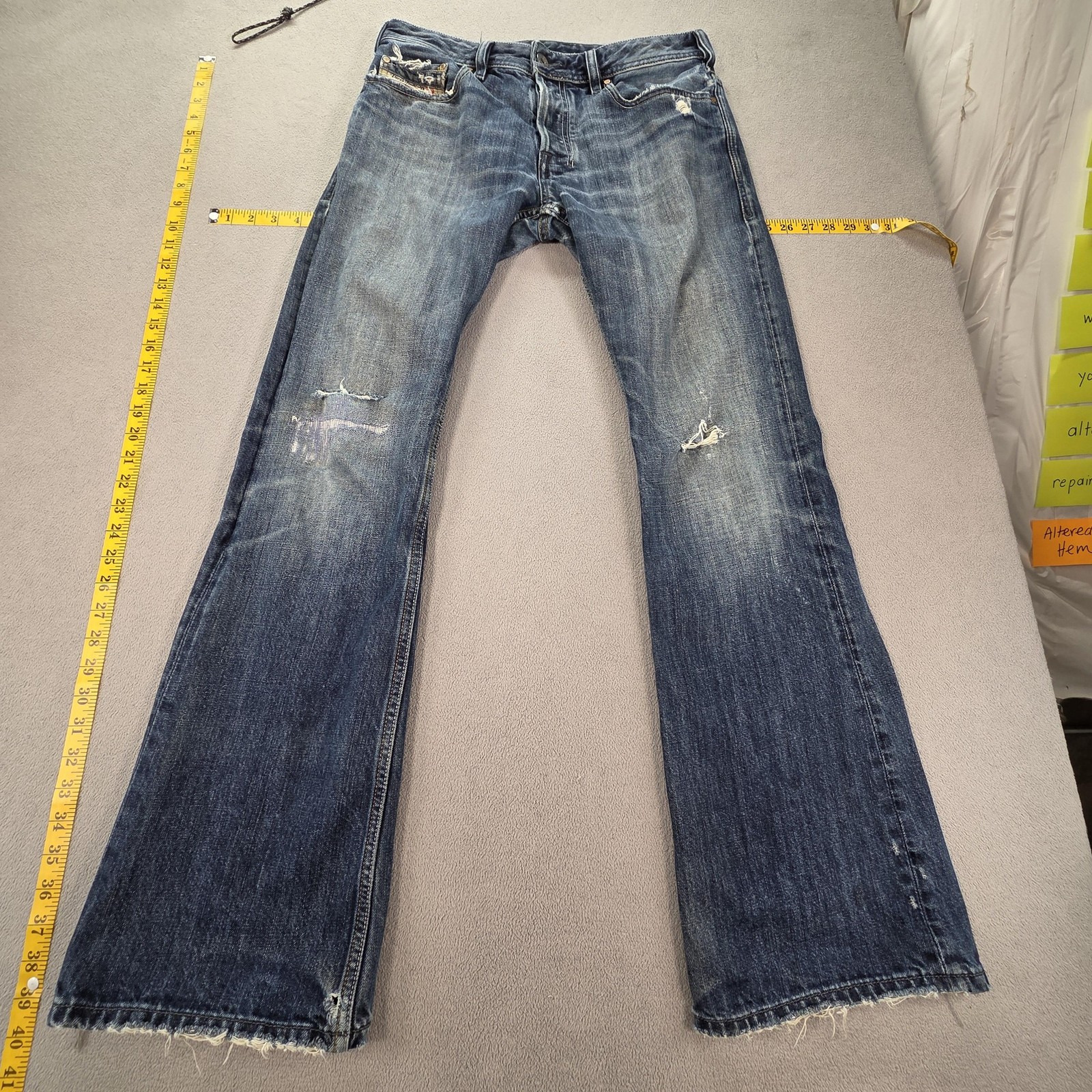 Diesel Zathan Jeans Mens 30x32 Blue Bootcut Made Italy 0071S