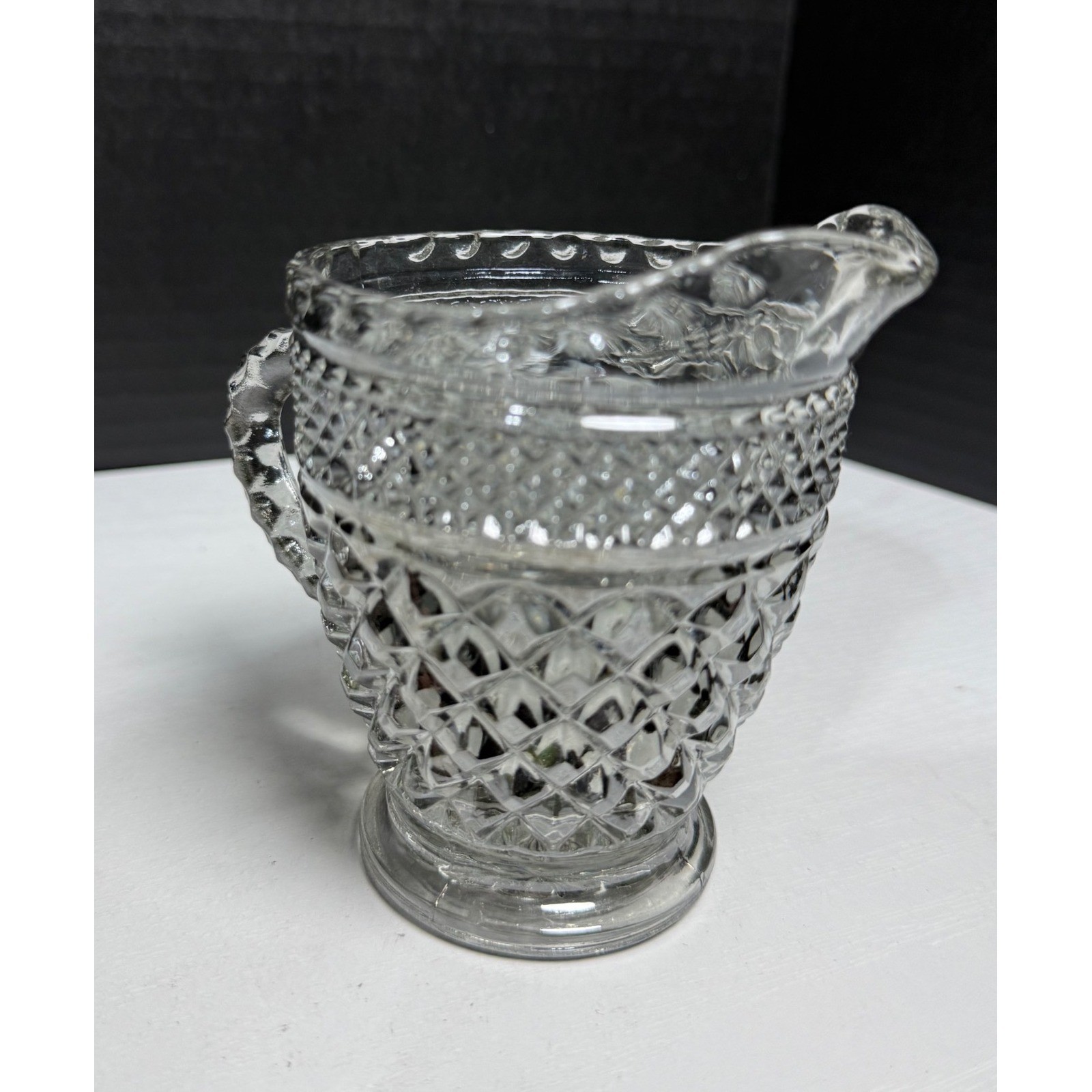 Vintage MCM Anchor Hocking Wexford Gray Creamer Pressed Glass 1960's