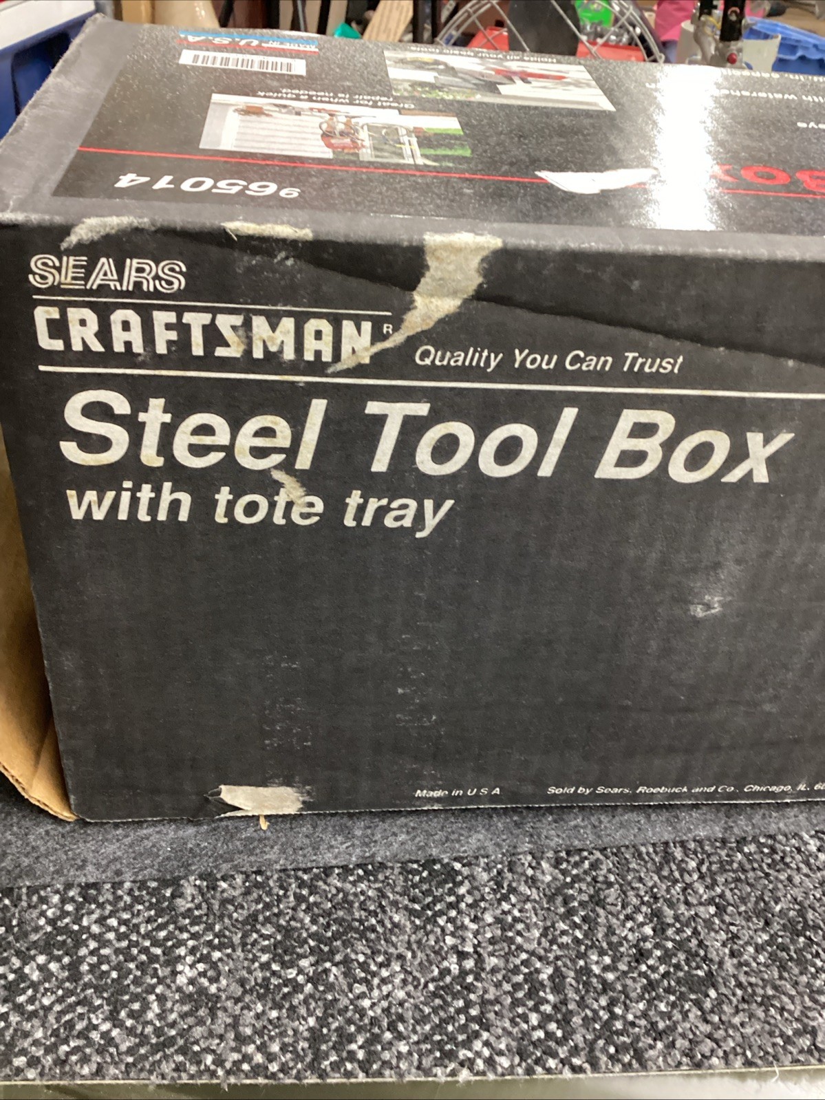 Craftsman USA Vtg. 16” Steel Tool Box 65014 W/Red Tote Tray New In Box