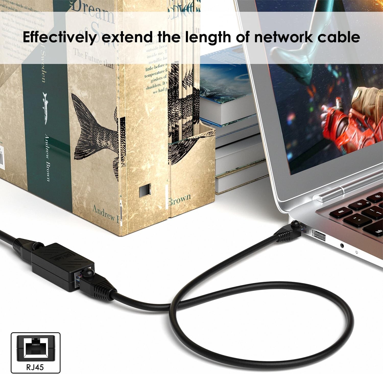 2X RJ45 Inline Coupler for Cat7 Cat6 Cat5e Cat5 Ethernet Cable Extender Adapter