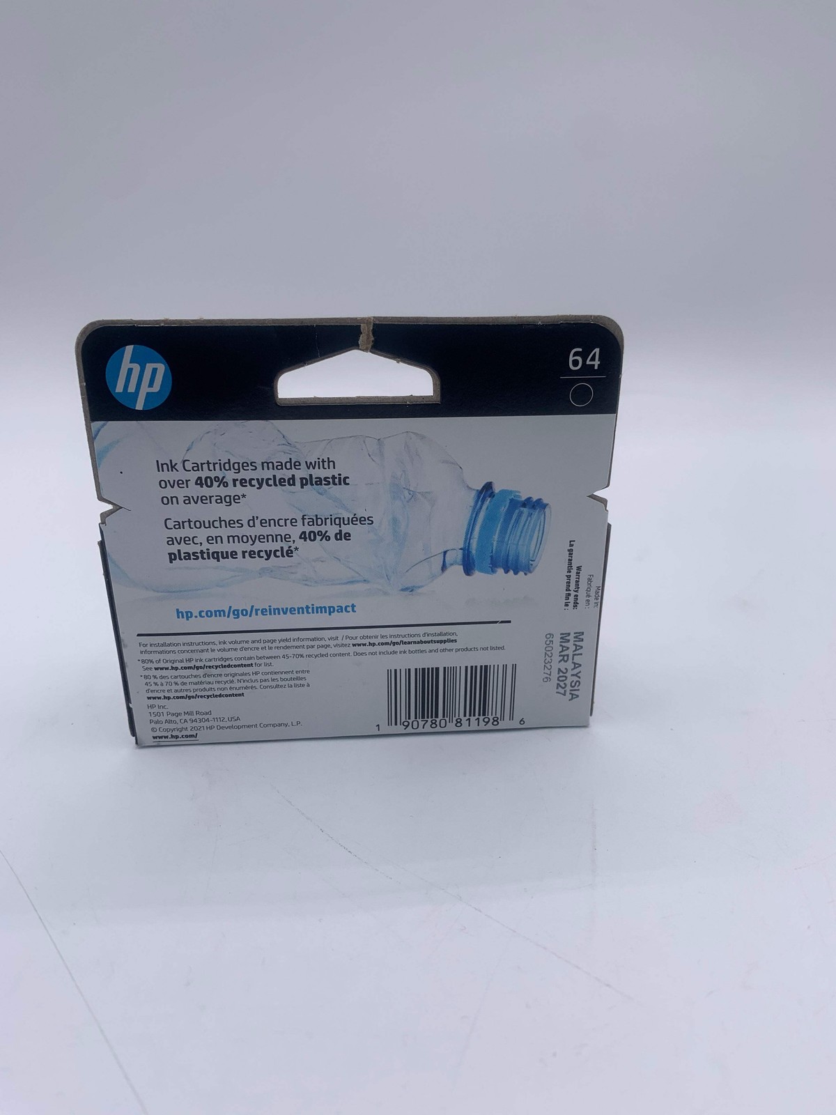 Original Genuine HP 64 Black Printer Ink Cartridge - New In Box OEM