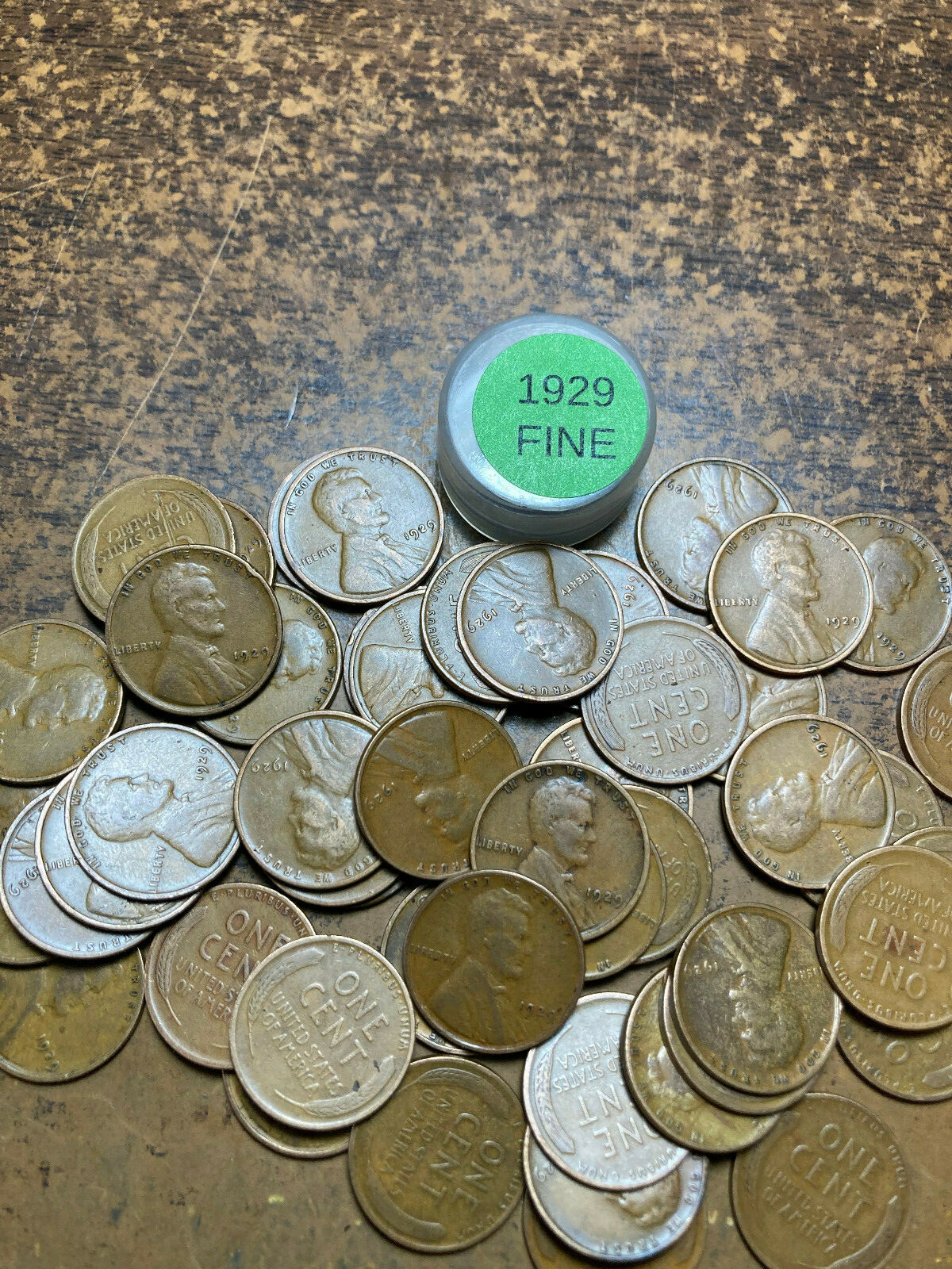 1929-P,1929-D,1929-S LINCOLN WHEAT CENT PENNY 3 ROLL SET HIGH GRADE, ALL FINE