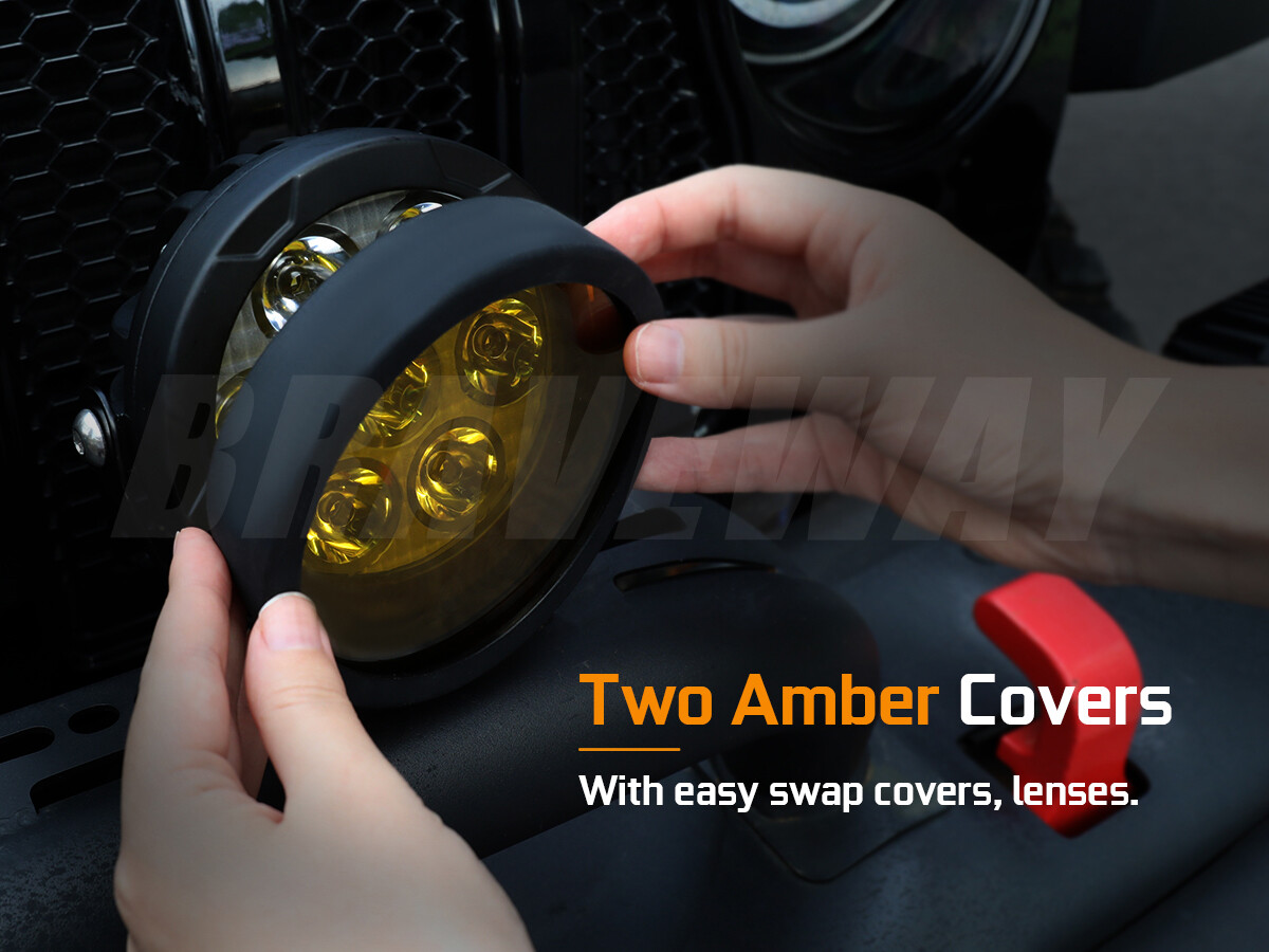 Pair Yellow White Motorcycle LED Spot Light Auxiliary Headlight Fog Driving Lamp