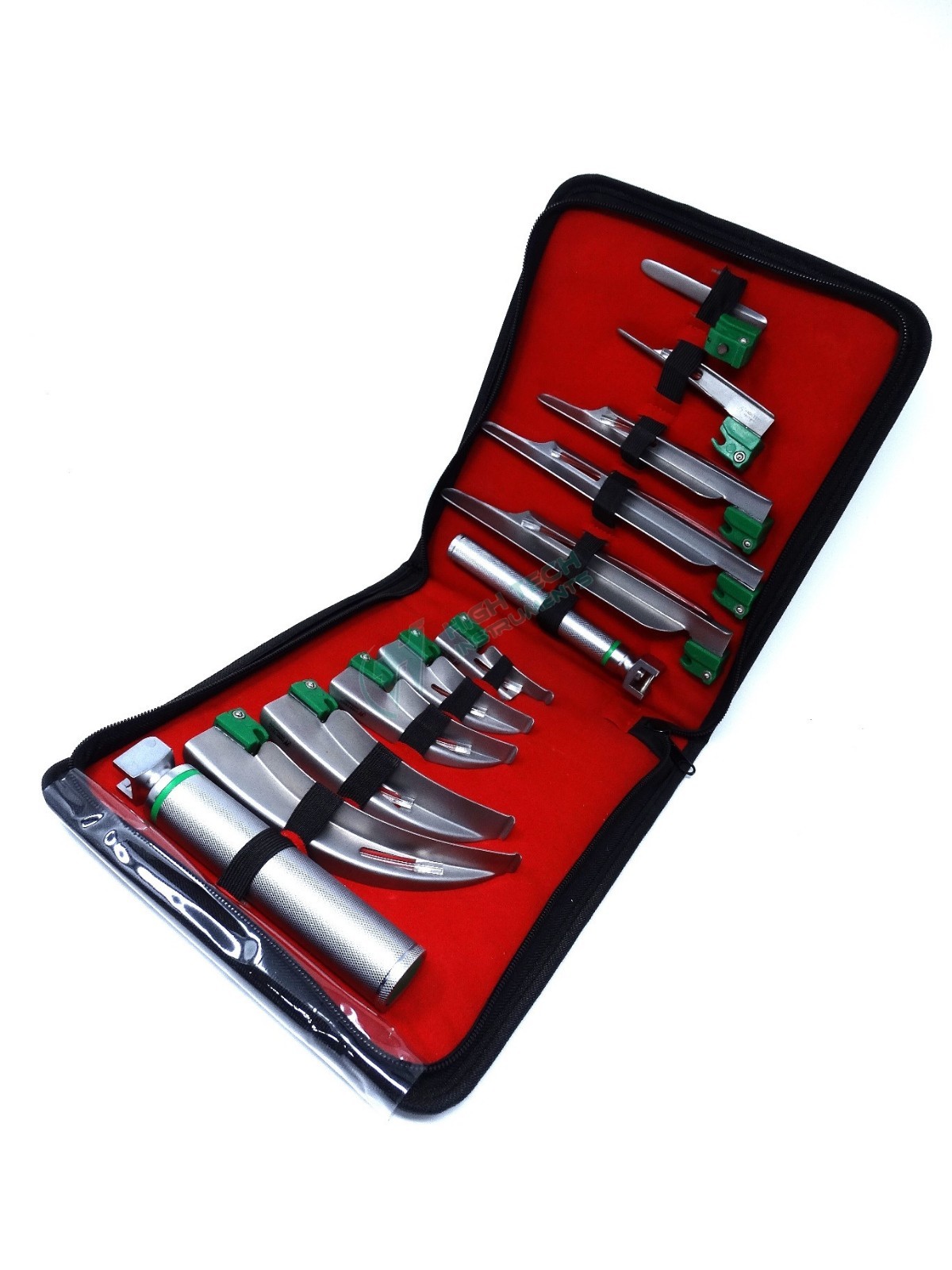 Set Of 12 Fiber Optic MAC & MILLER Laryngoscope Blade+ Handle Intubaton Kit