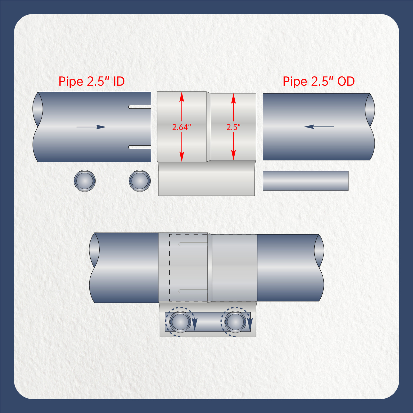 4Pcs 2.5" Stainless Steel 304 Heavy Duty Exhaust Band Clamp Lap Joint Clamps