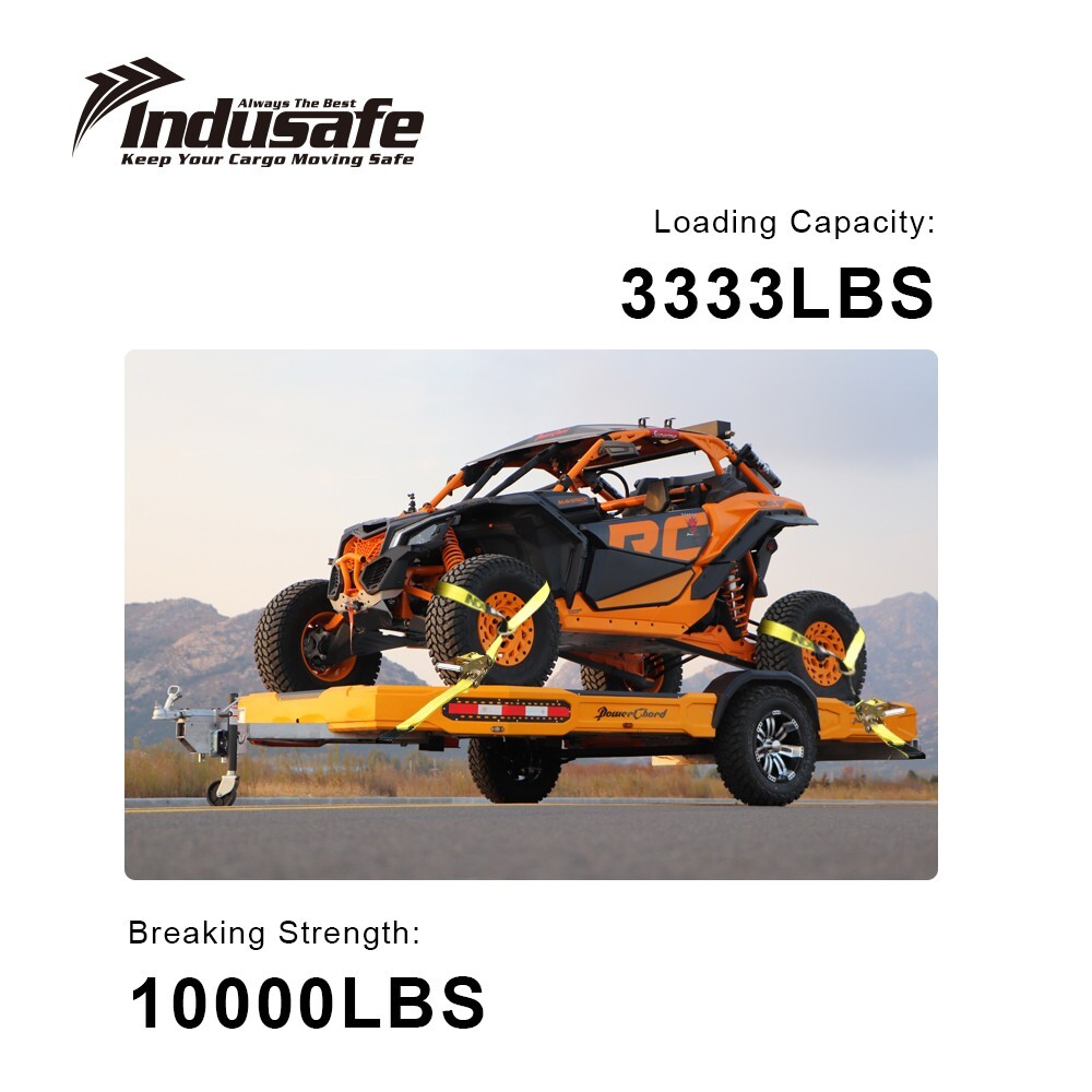 4 Packs Axle Straps with Flat Hook Car Trailer Hauler Ratchet Tie Down Strap