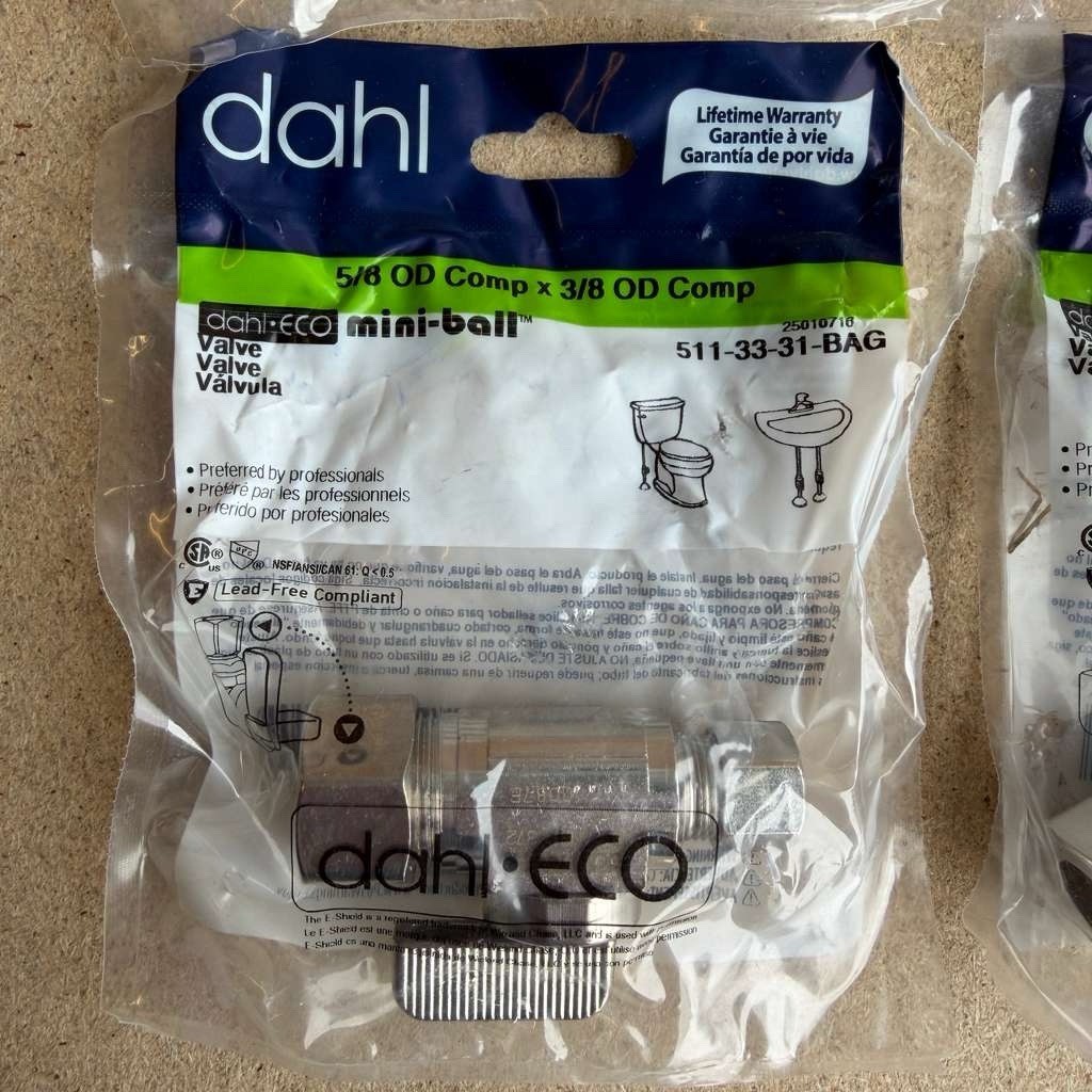 SET OF 4 DAHL ECO 511-33-31 Mini Ball Valve 5/8" x 3/8" Compression