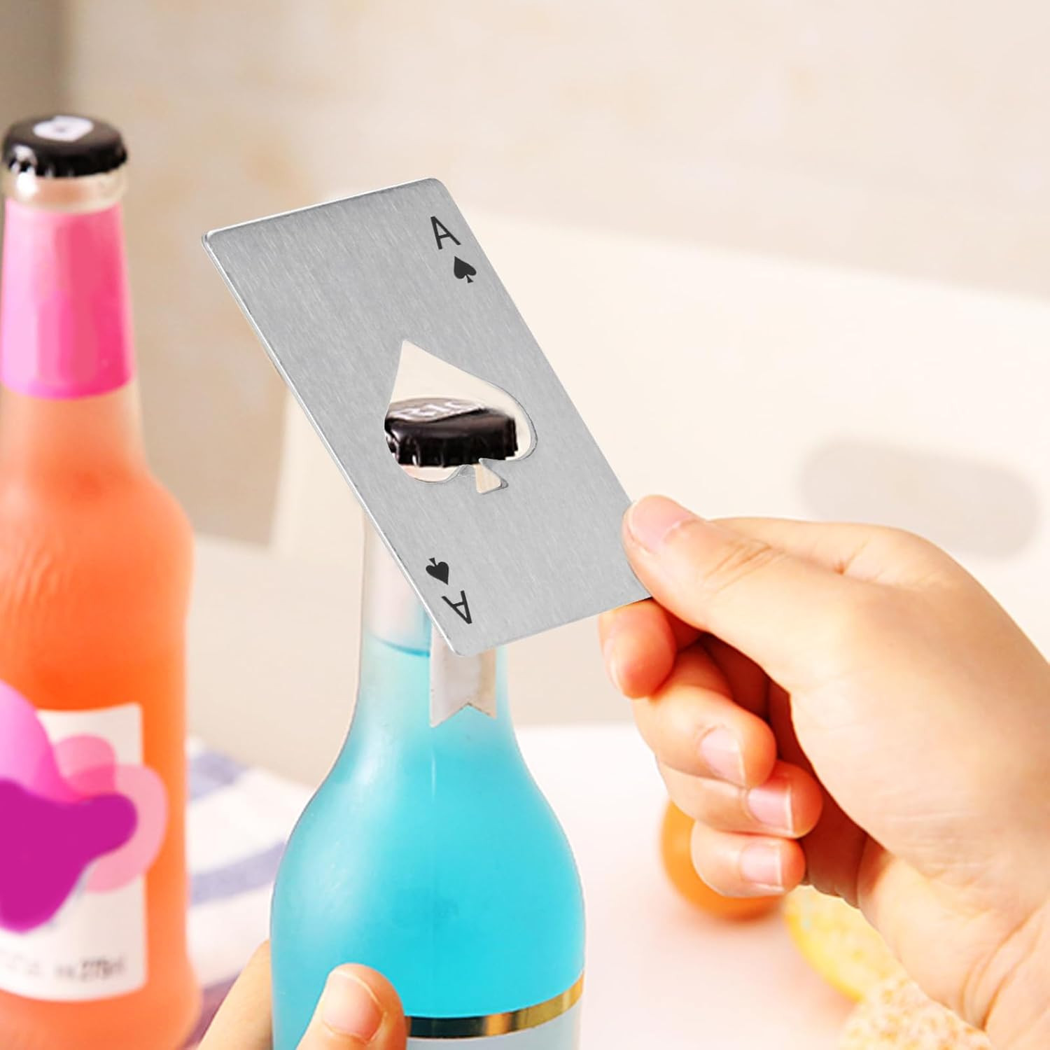 10 Pcs Ace of Spades Bottle Openers, Poker Card Bottle Openers, Stainless Steel