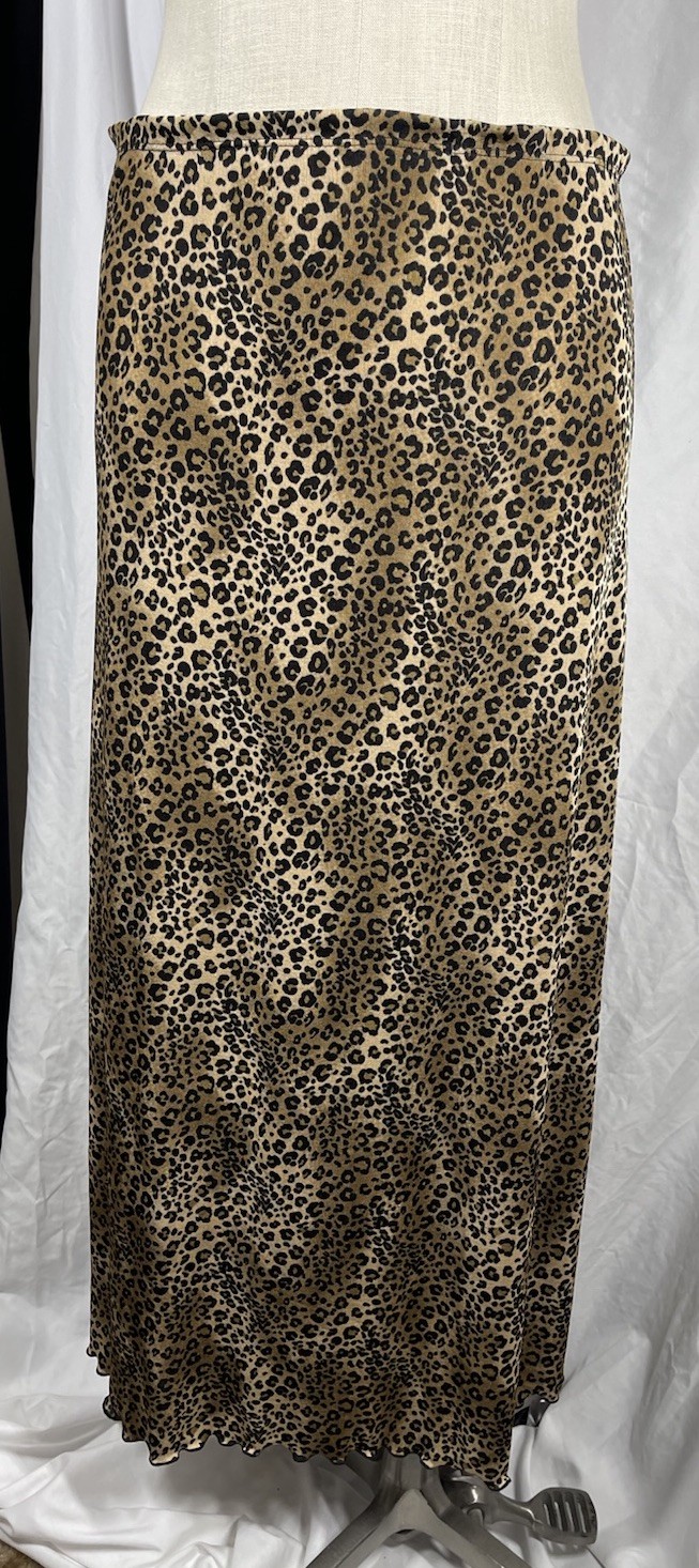 Vintage Olivia Paige Y2K Leopard Stretchy Maxi Skirt Size Medium Boho Grunge